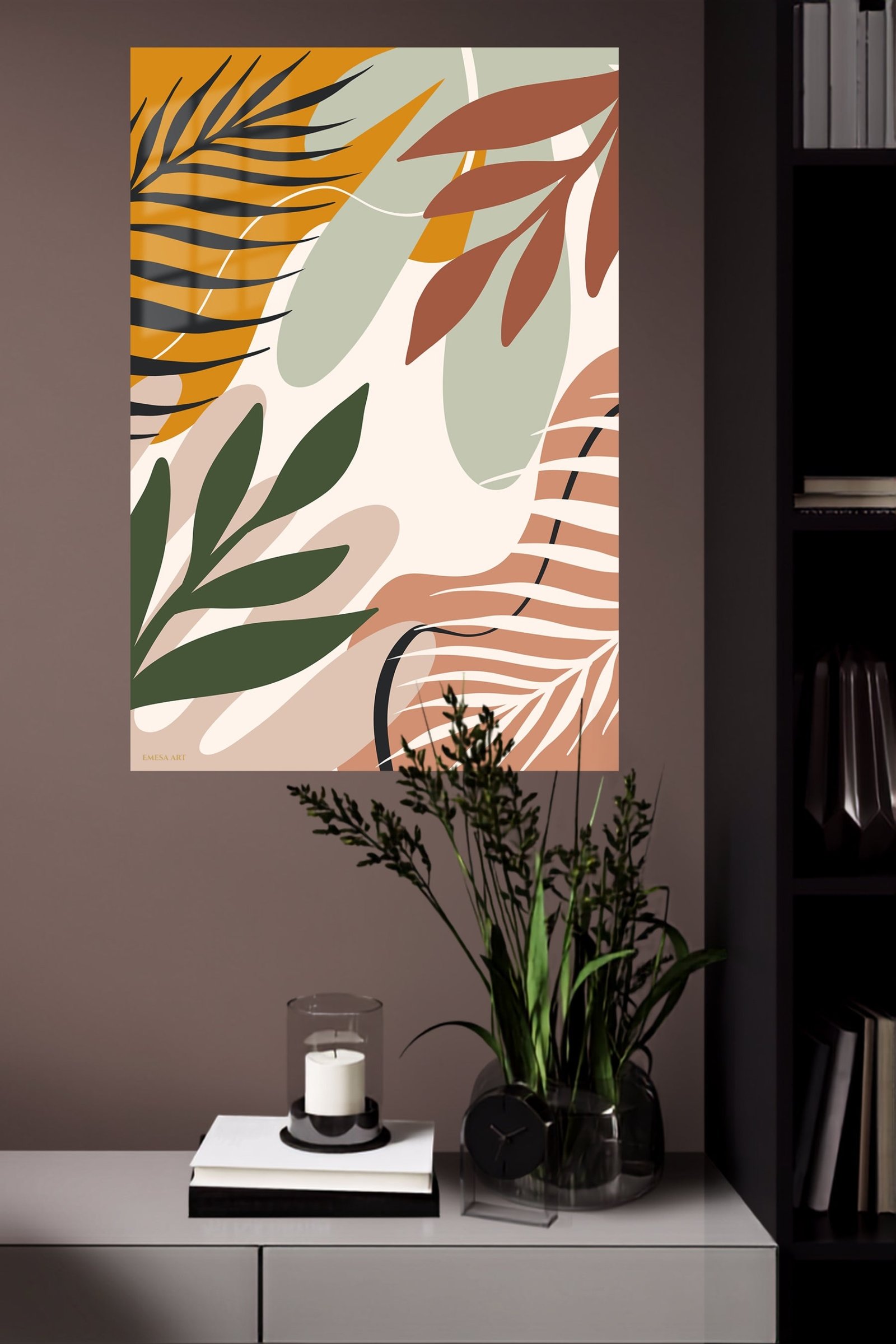 Earthy Botanical Layers metal wall art print, view 4
