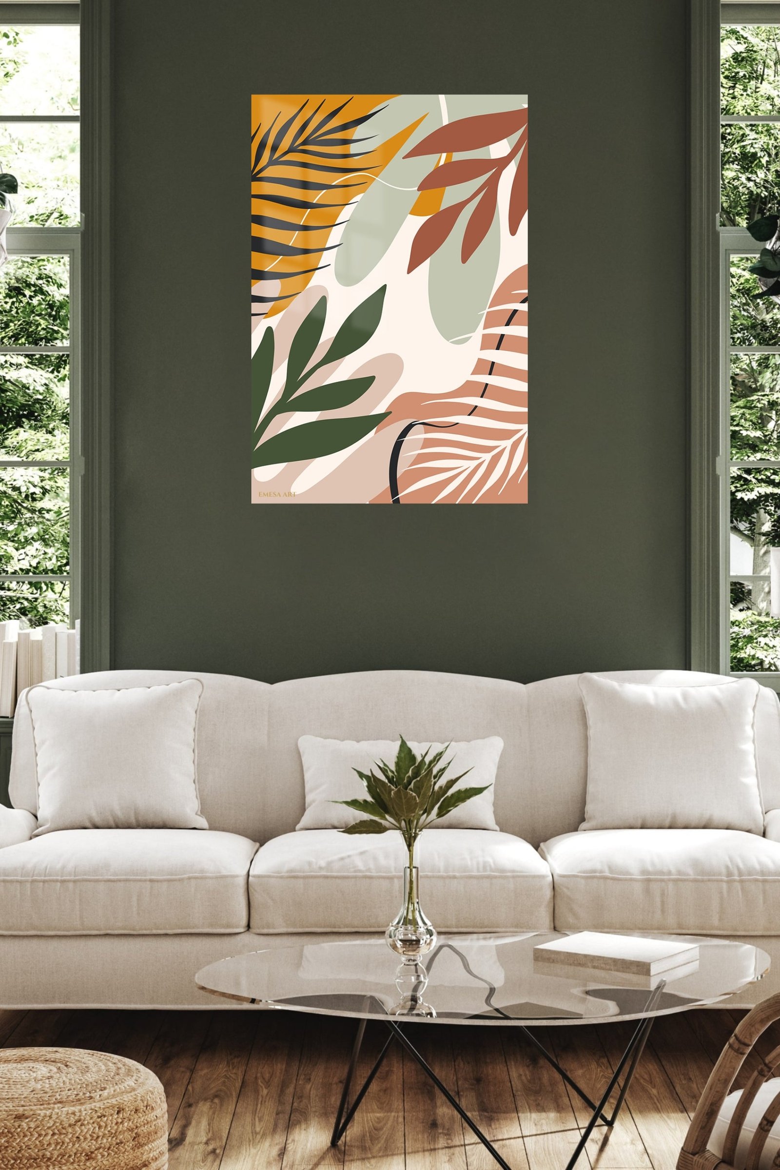 Earthy Botanical Layers metal wall art print, view 5