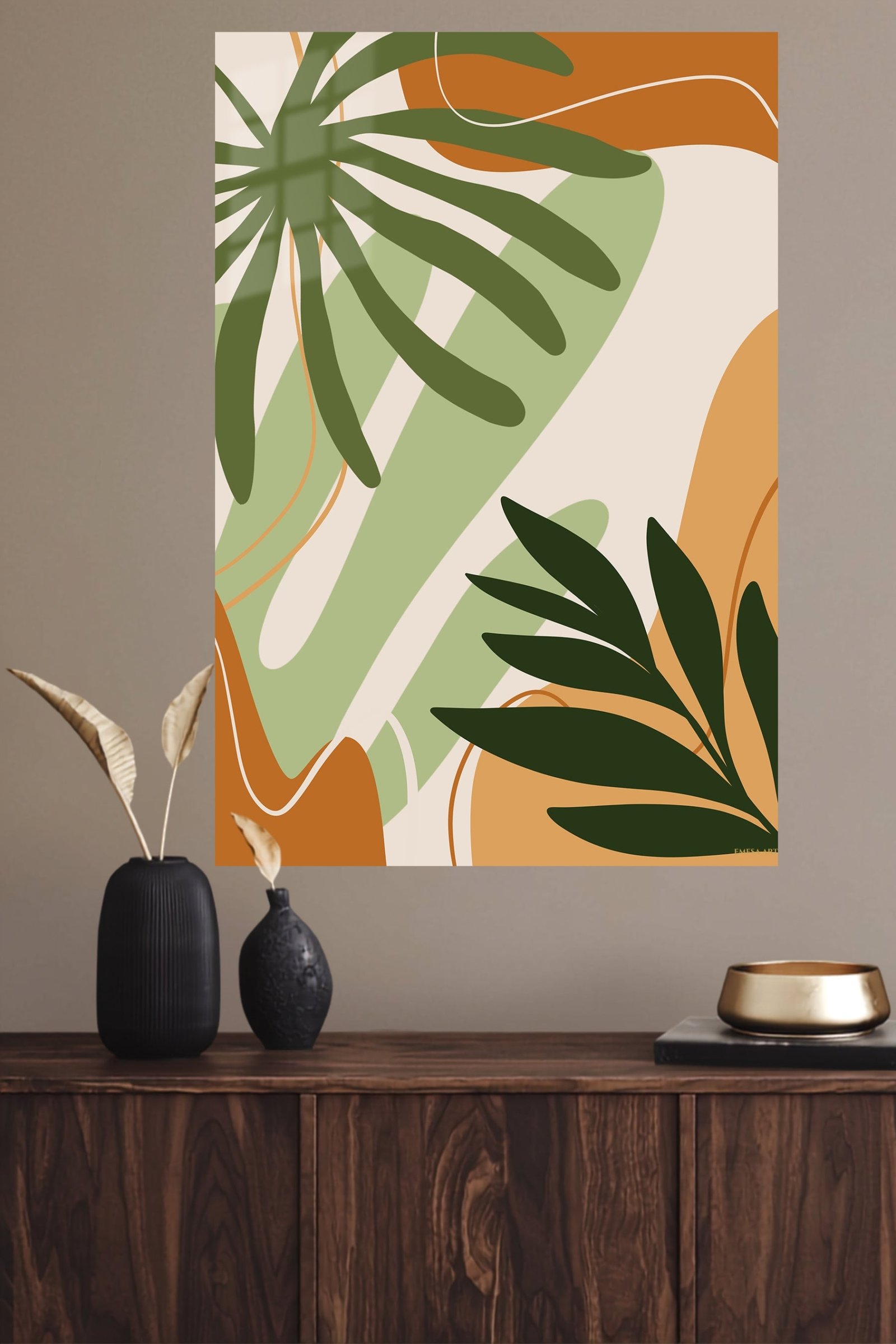 Abstract Tropical Foliage metal wall art print, view 4