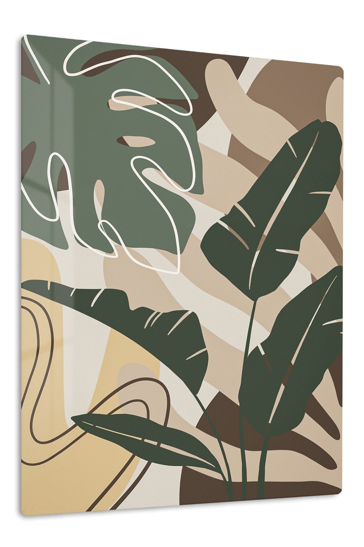 Earthy Tropical Leaves metal wall art print