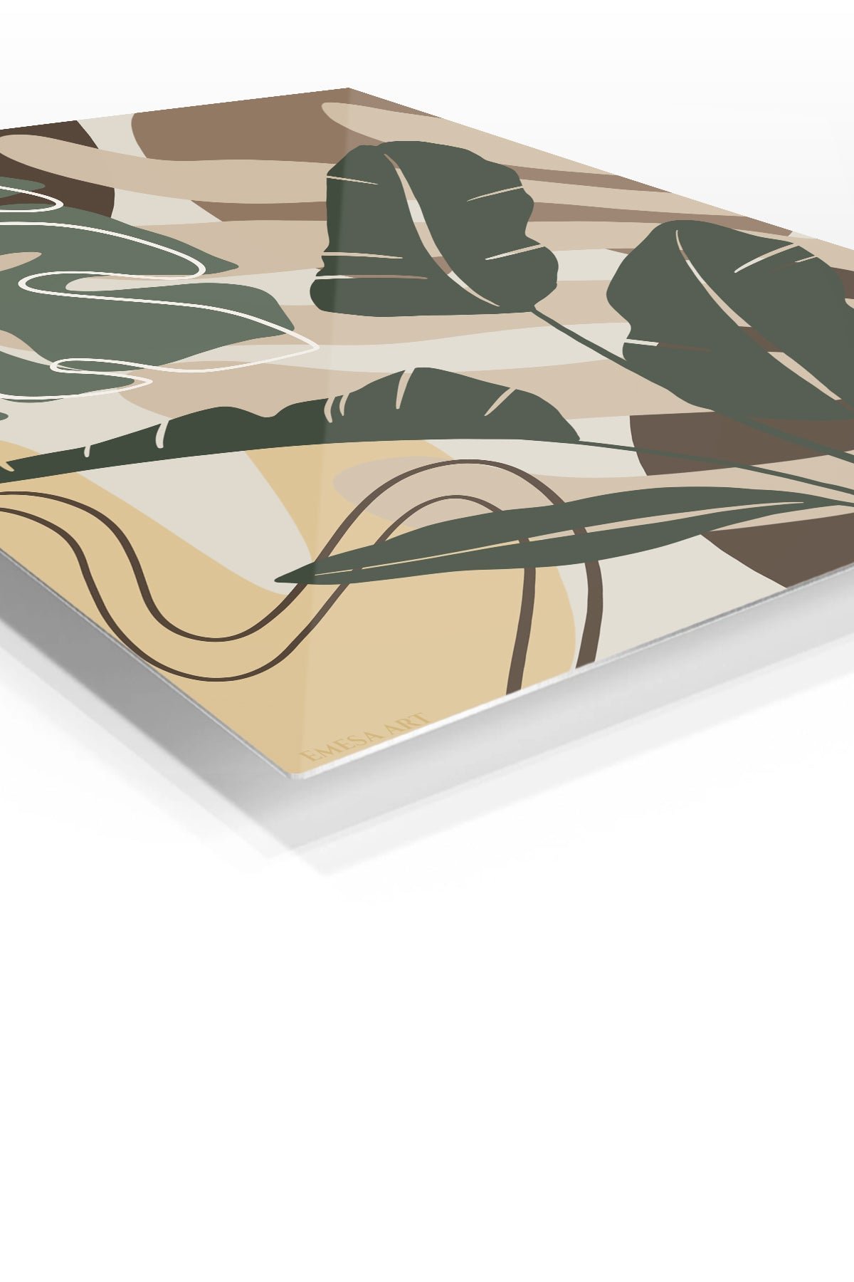Earthy Tropical Leaves metal wall art print, view 2