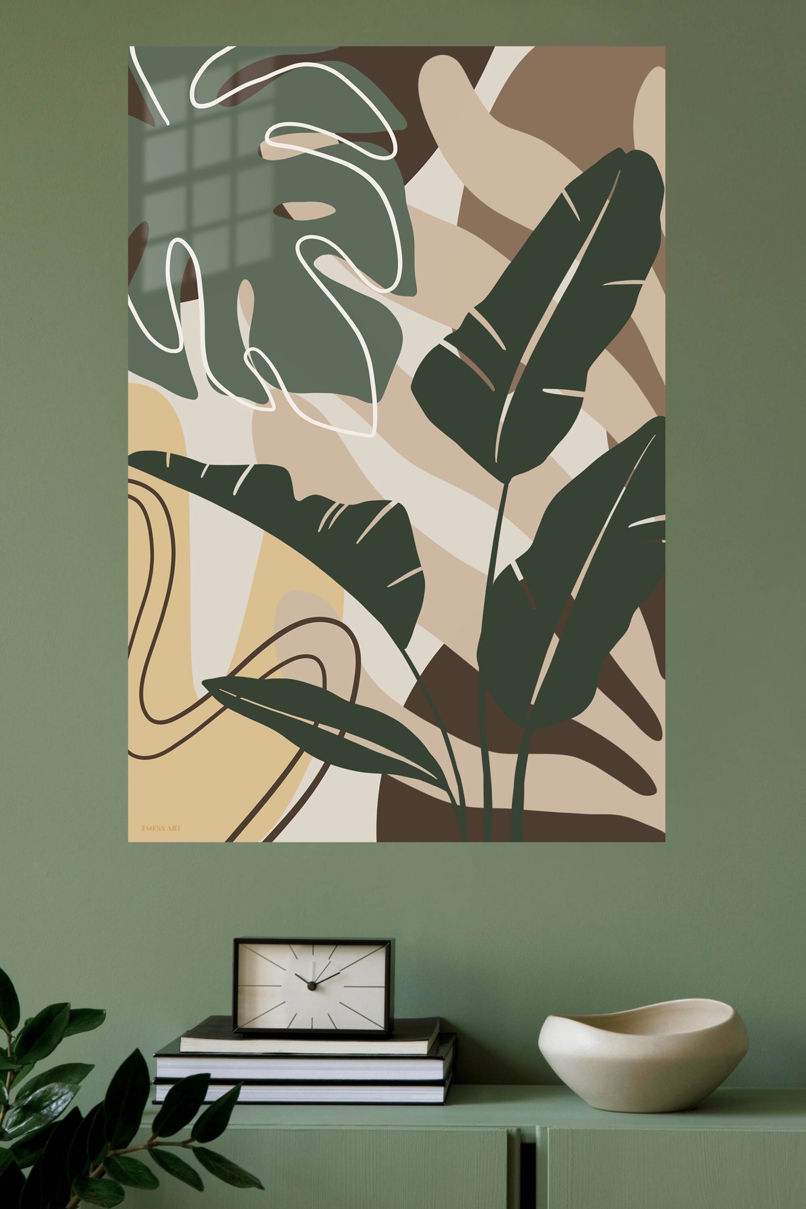 Earthy Tropical Leaves metal wall art print, view 4