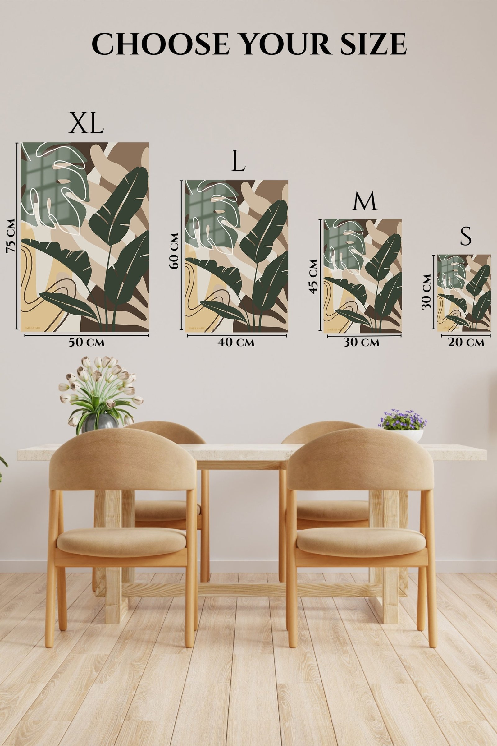 Earthy Tropical Leaves metal wall art print, view 6