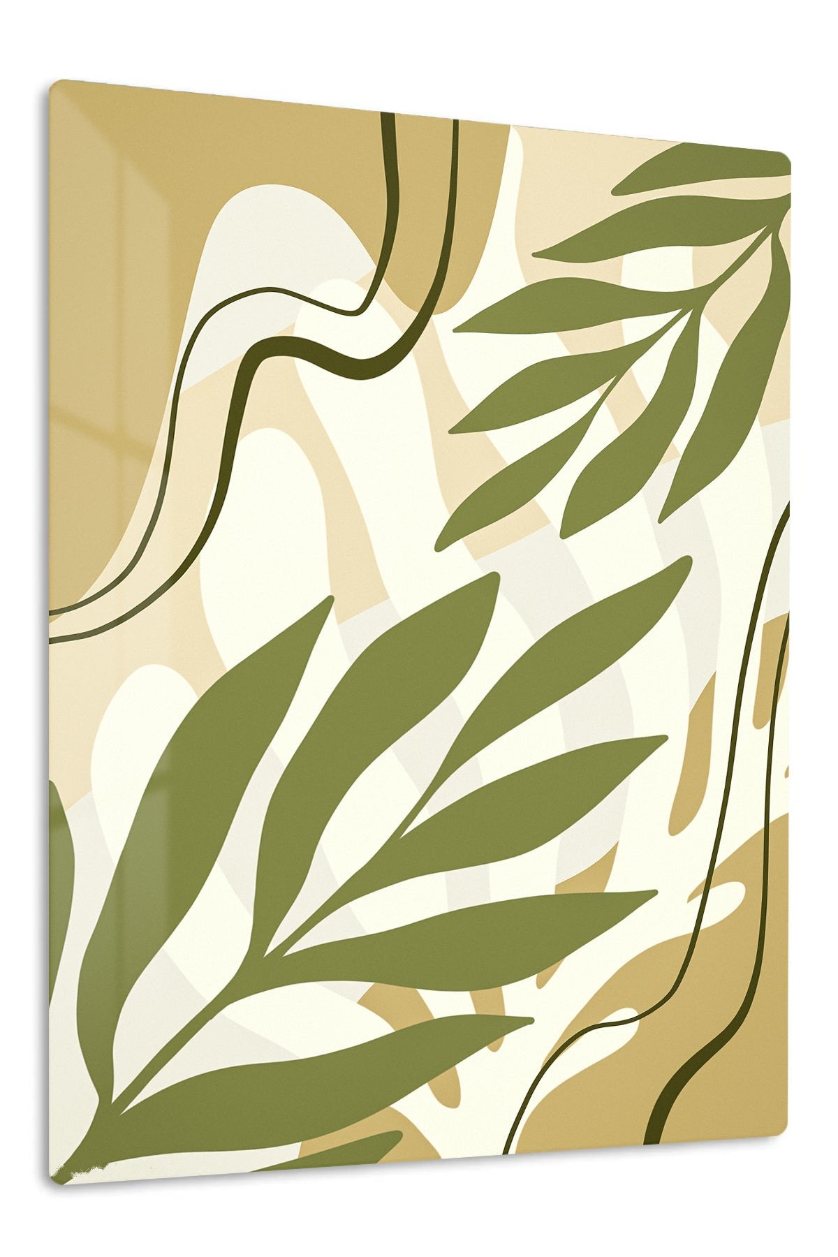 Olive Botanical Flow metal wall art print