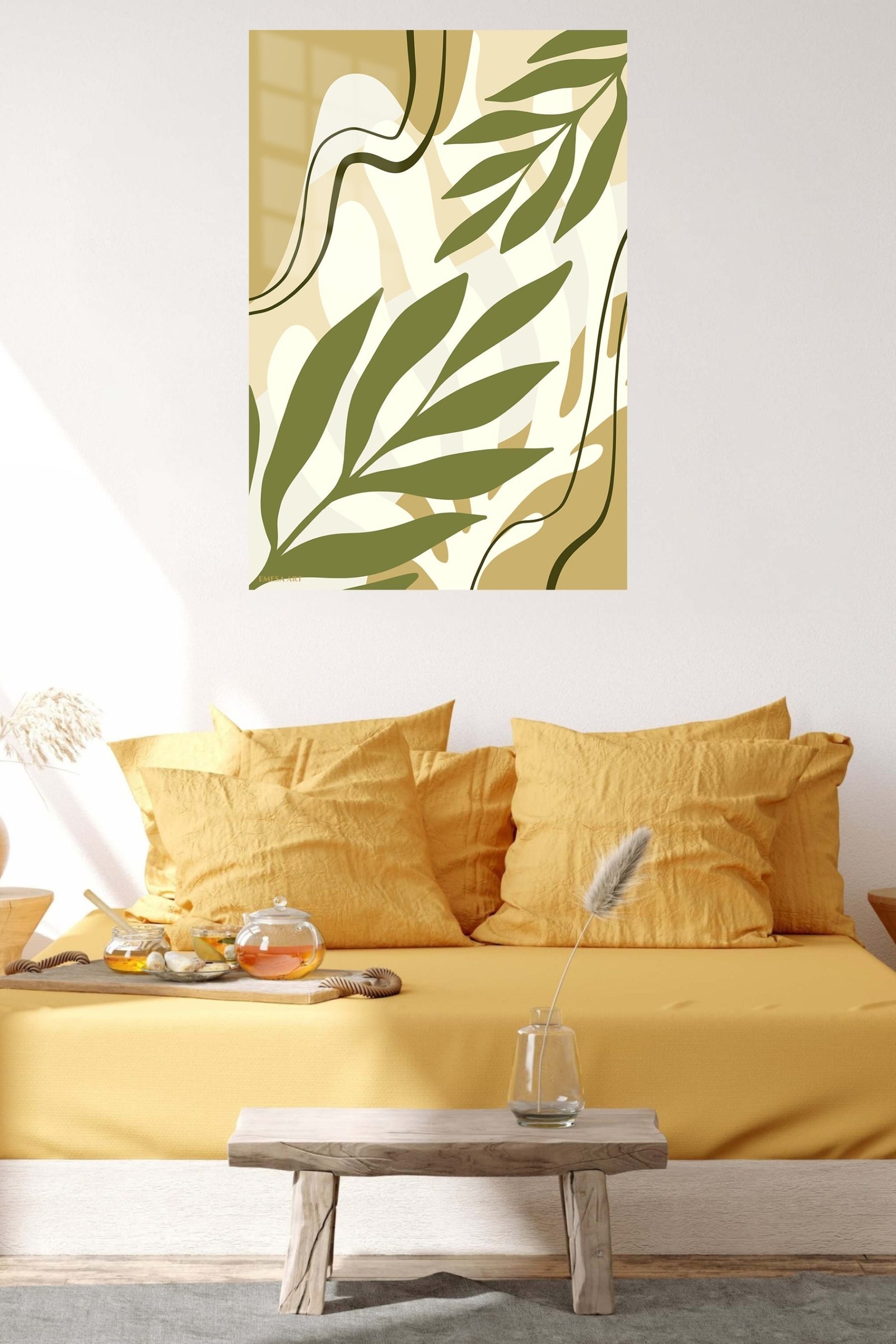 Olive Botanical Flow metal wall art print, view 5
