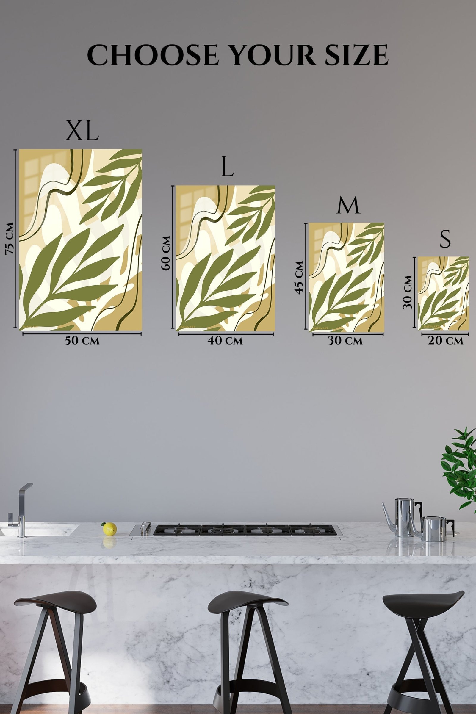 Olive Botanical Flow metal wall art print, view 6