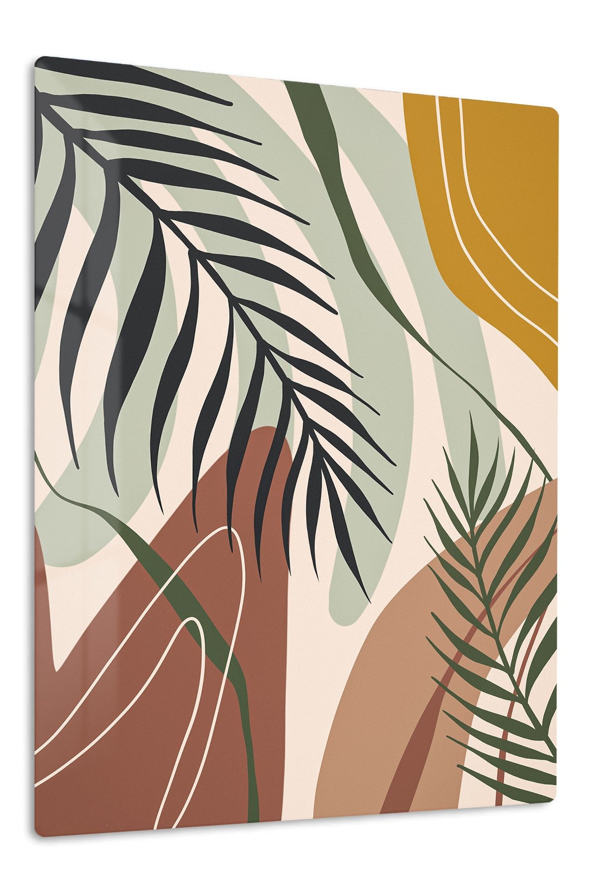 Earthy Tropical Leaves metal wall art print