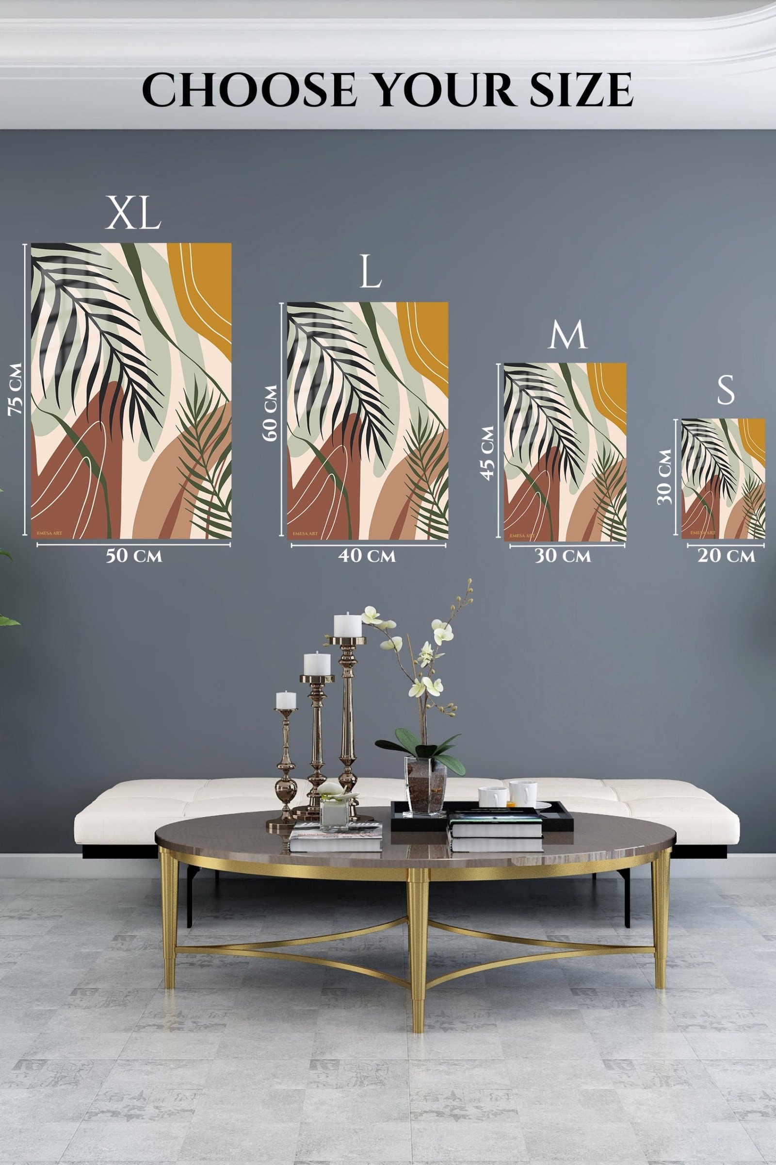 Earthy Tropical Leaves metal wall art print, view 6