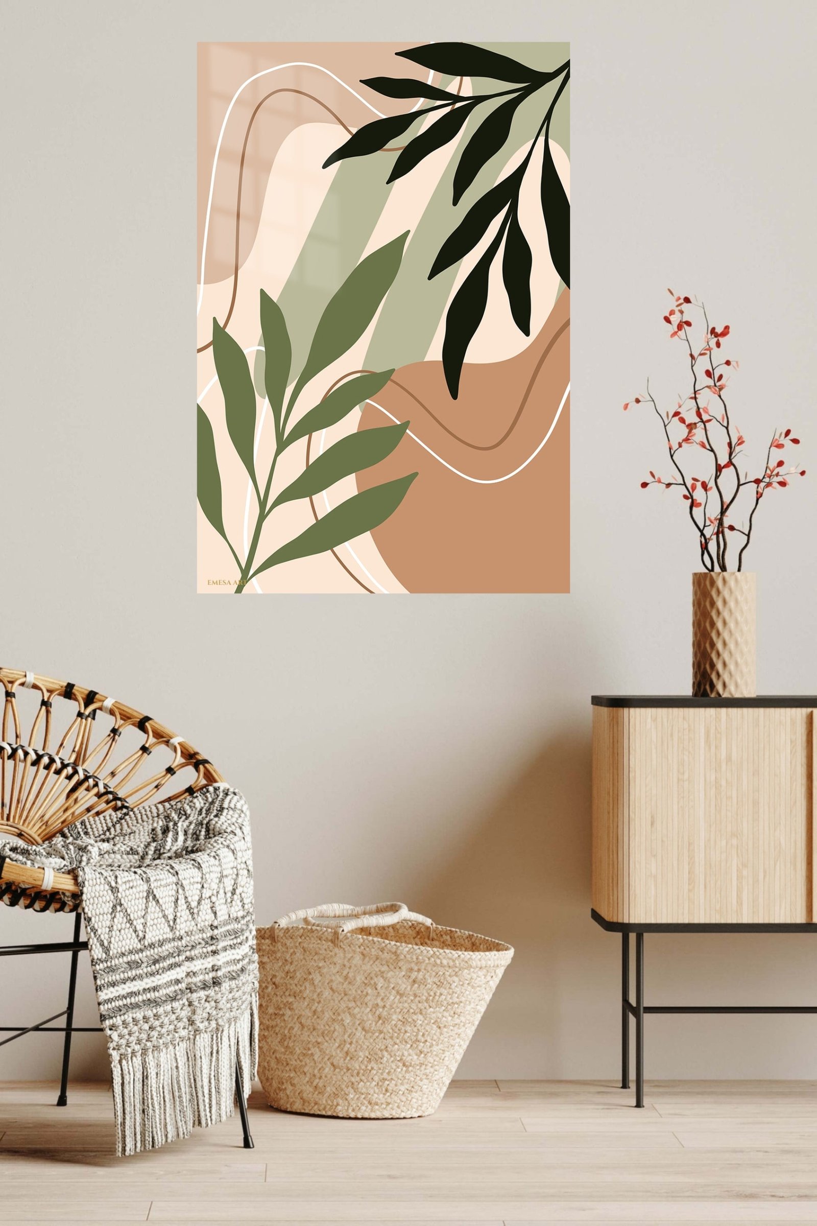Earthtone Botanical Silhouette metal wall art print, view 5