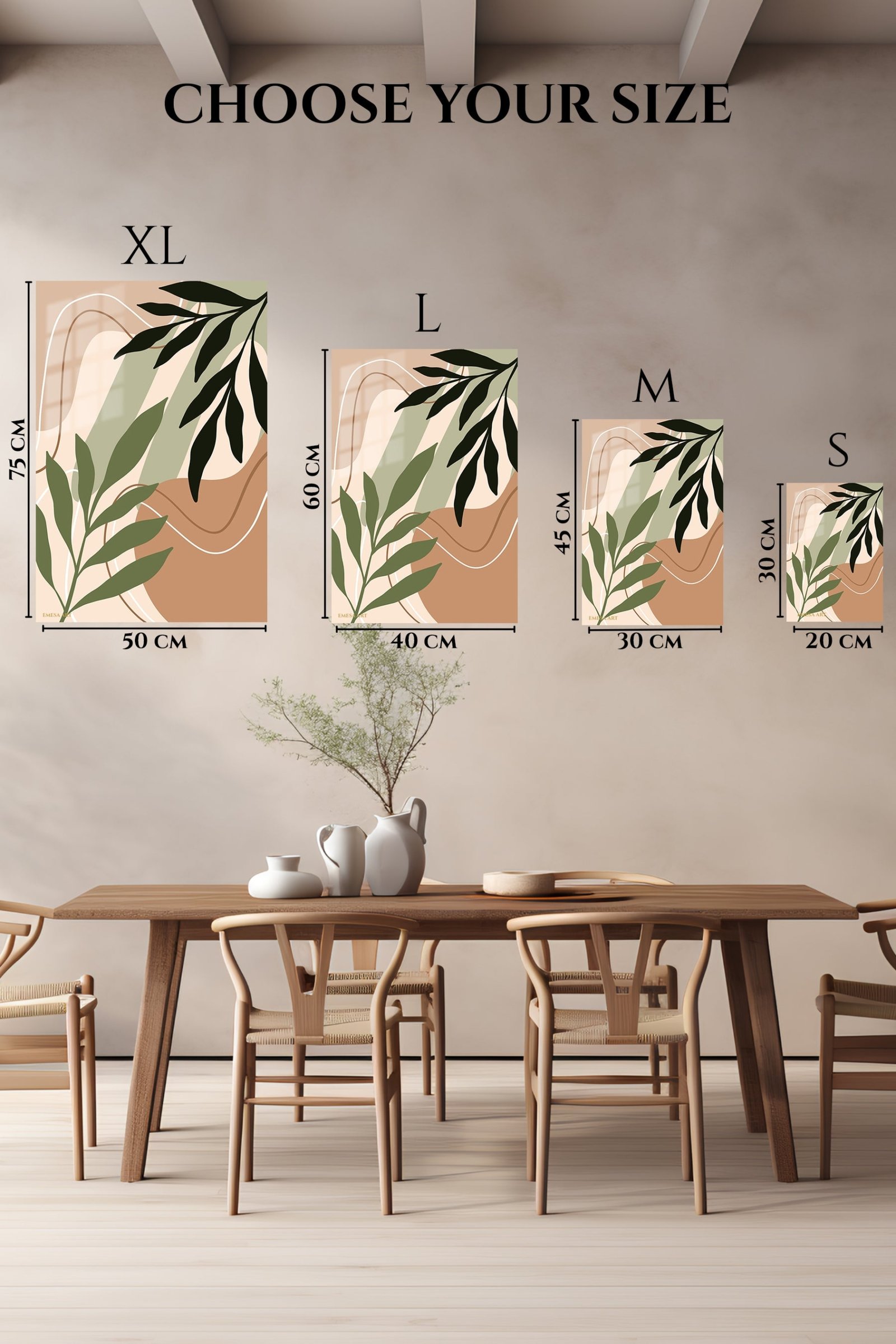 Earthtone Botanical Silhouette metal wall art print, view 6