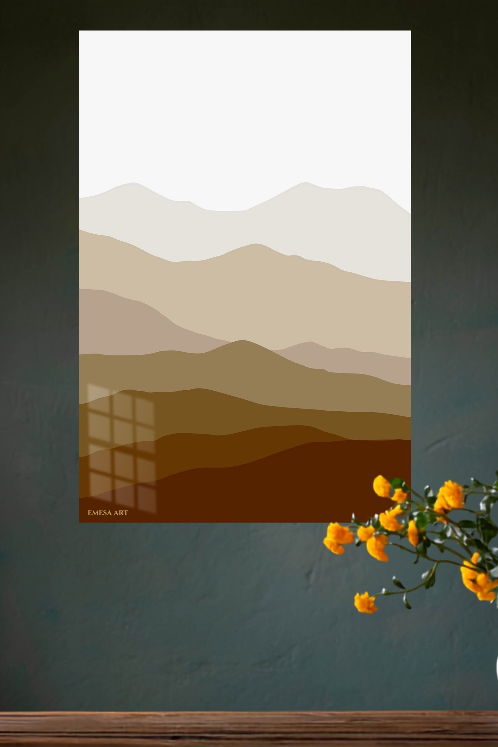 Earthtone Layered Hills metal wall art print, view 4