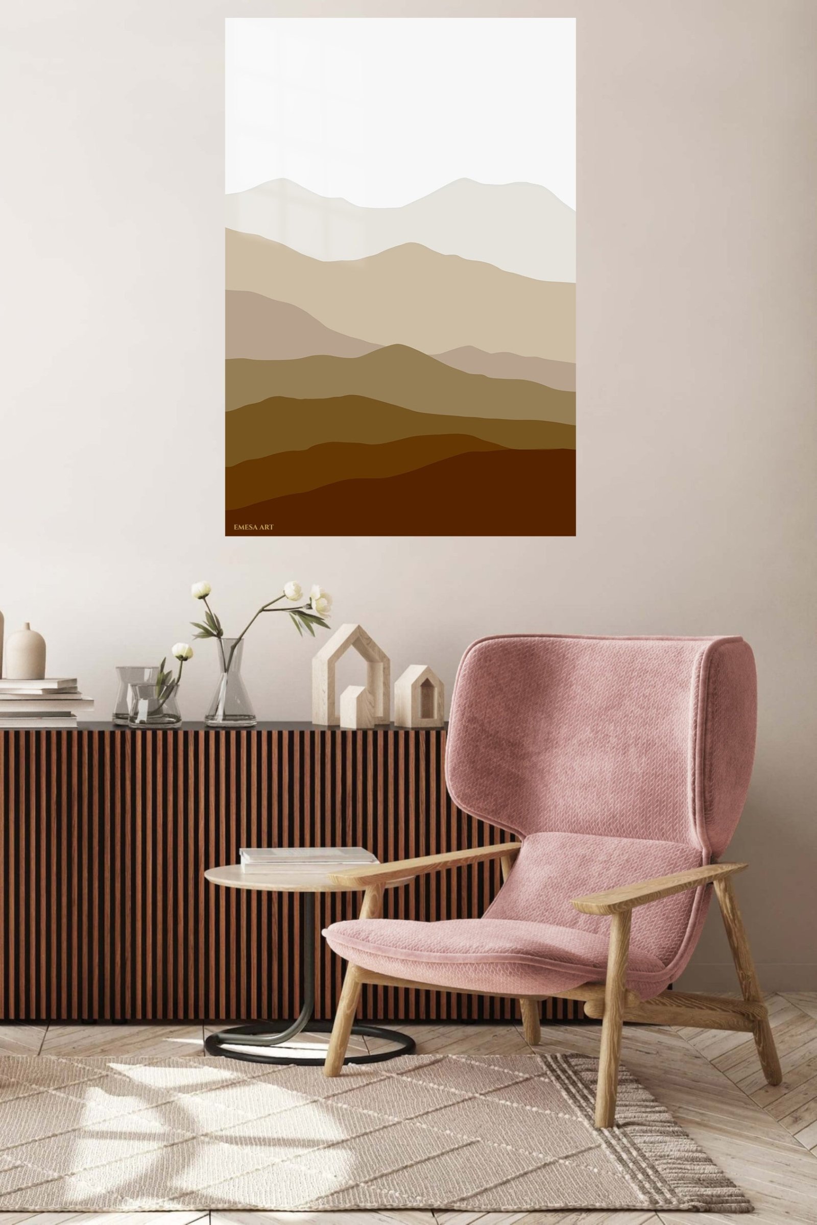 Earthtone Layered Hills metal wall art print, view 5