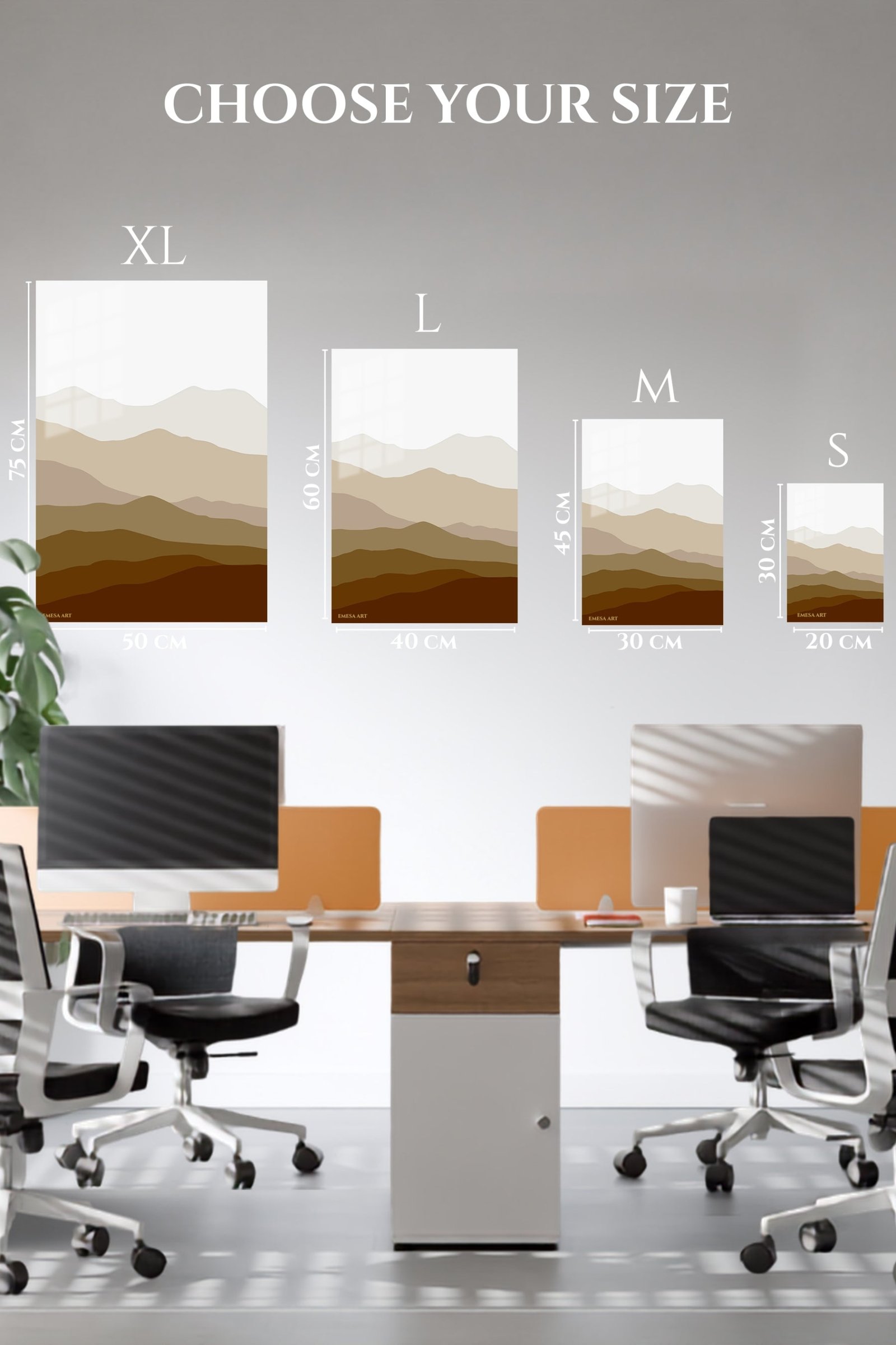 Earthtone Layered Hills metal wall art print, view 6