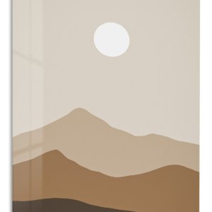 Earth Tone Mountain Sun metal wall art print