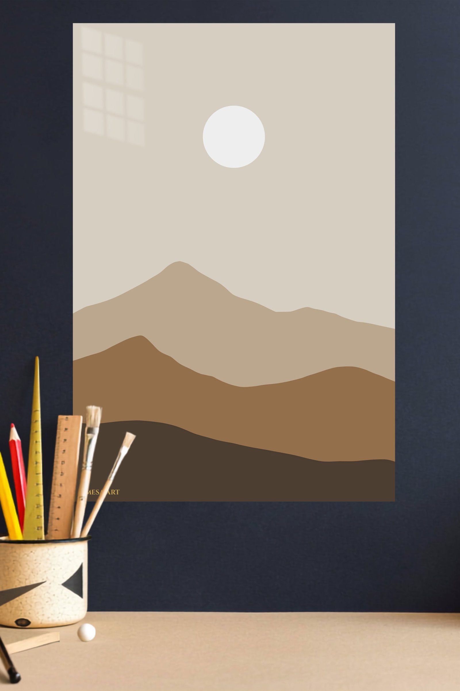 Earth Tone Mountain Sun metal wall art print, view 4
