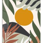 Ochre Sun Tropical Leaves metal wall art print