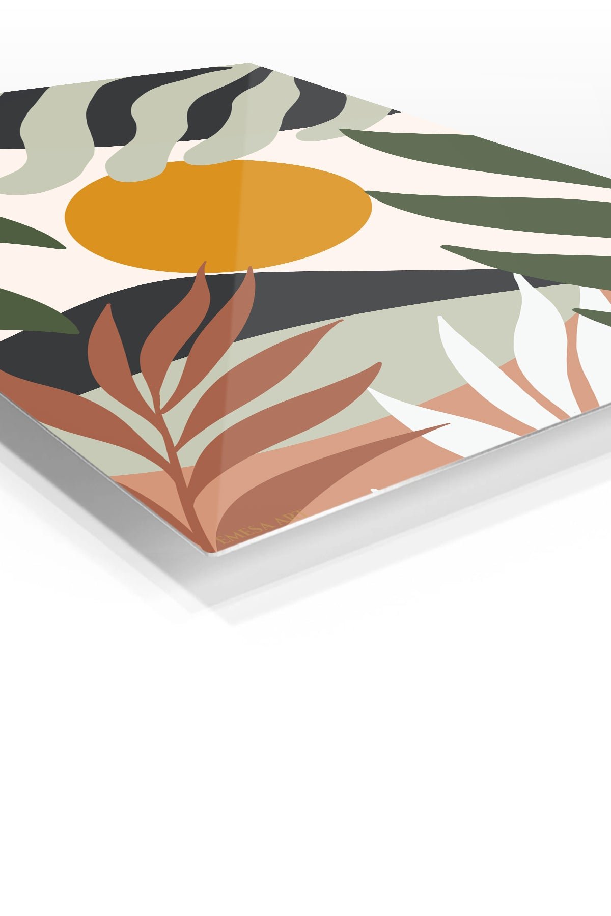 Ochre Sun Tropical Leaves metal wall art print, view 2