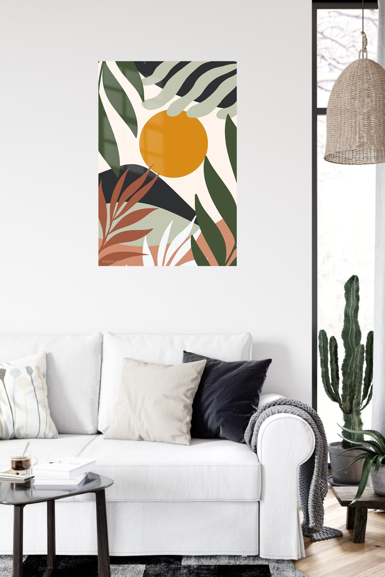 Ochre Sun Tropical Leaves metal wall art print, view 5