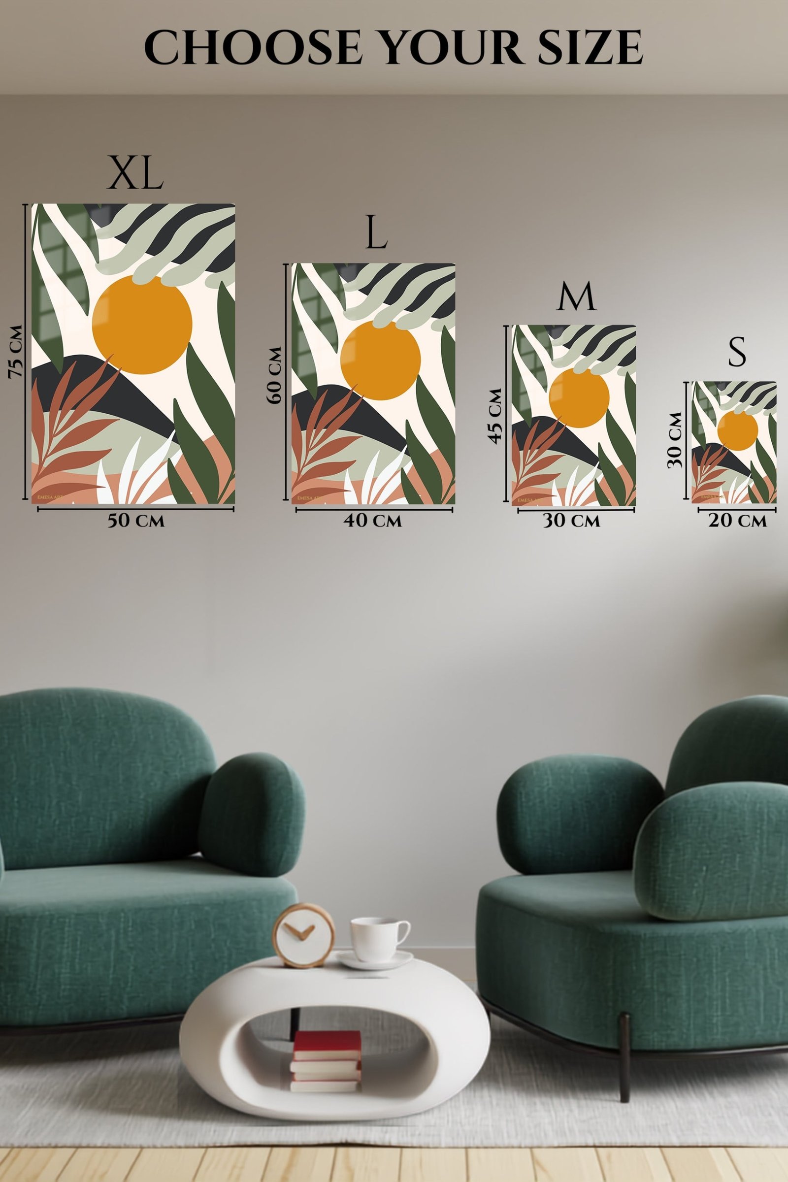 Ochre Sun Tropical Leaves metal wall art print, view 6