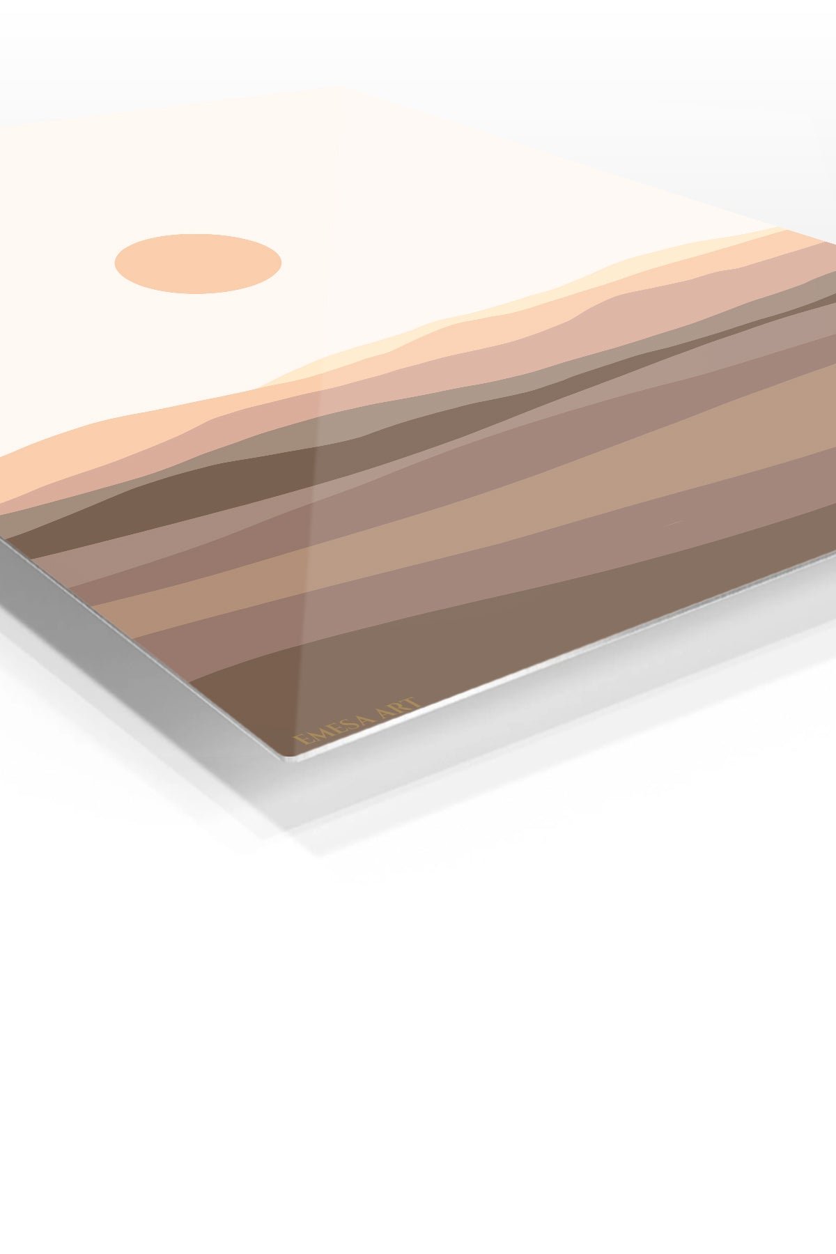 Terracotta Sun Over Layered Hills metal wall art print, view 2
