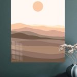Terracotta Sun Over Layered Hills metal wall art print, view 4