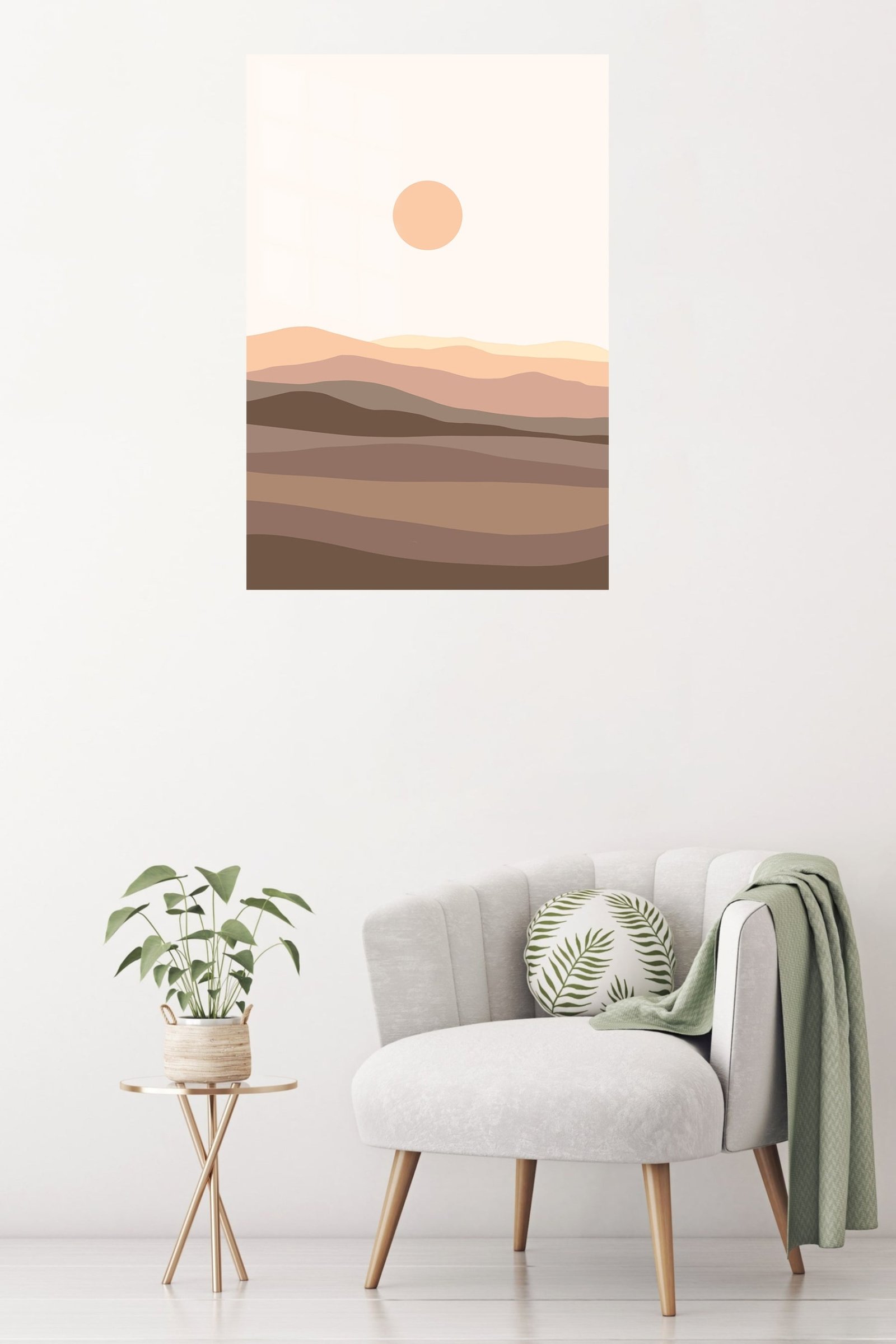 Terracotta Sun Over Layered Hills metal wall art print, view 5