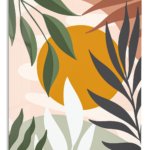 Ochre Sun Tropical Leaves metal wall art print