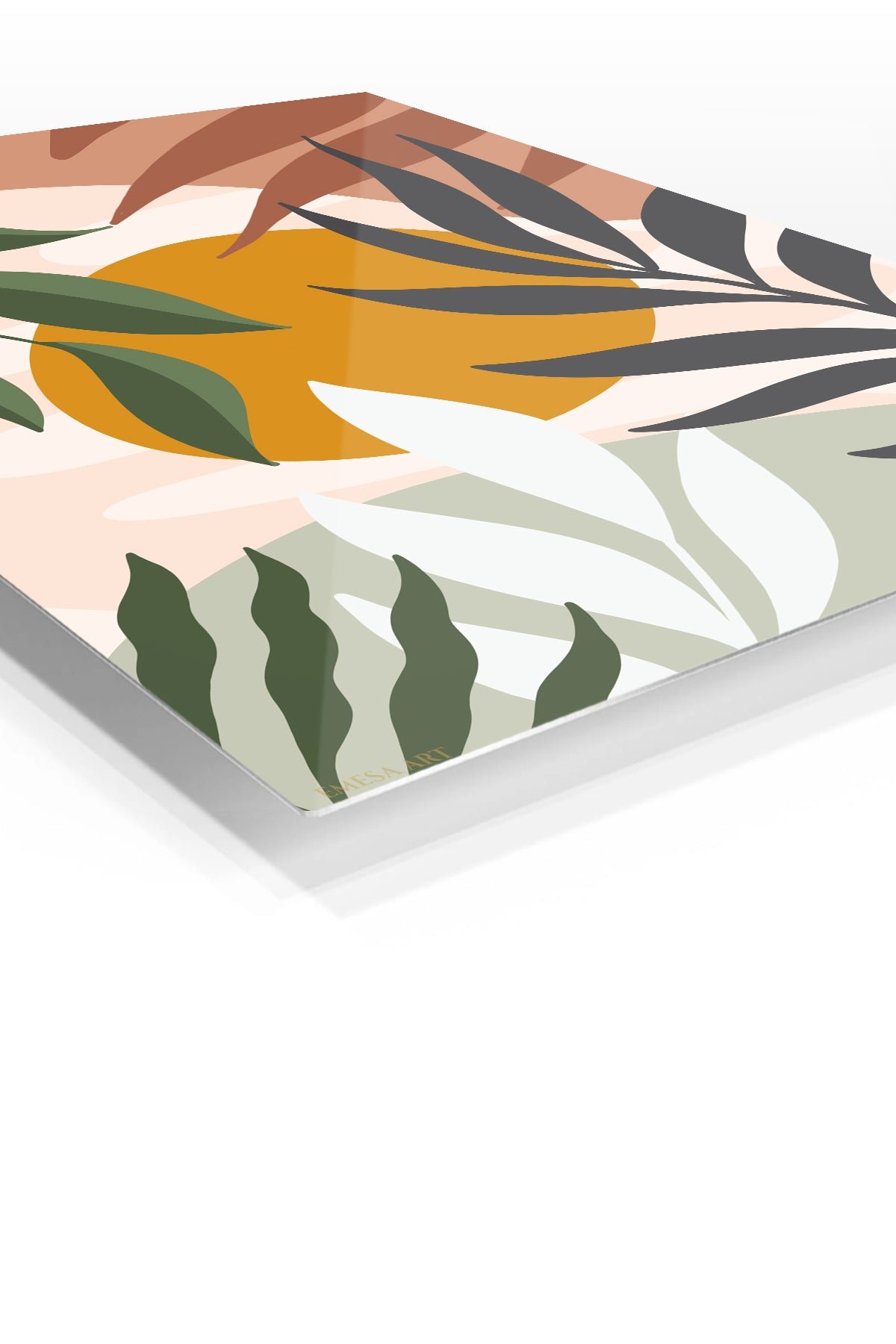 Ochre Sun Tropical Leaves metal wall art print, view 2