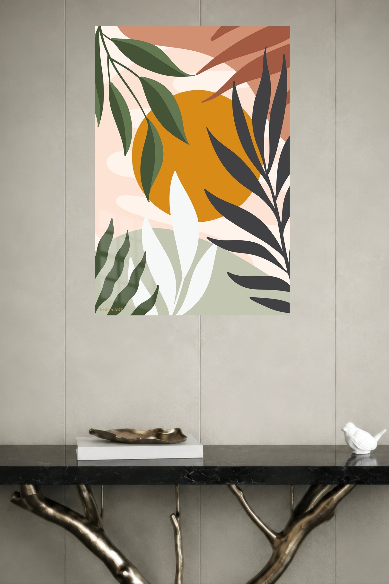 Ochre Sun Tropical Leaves metal wall art print, view 4