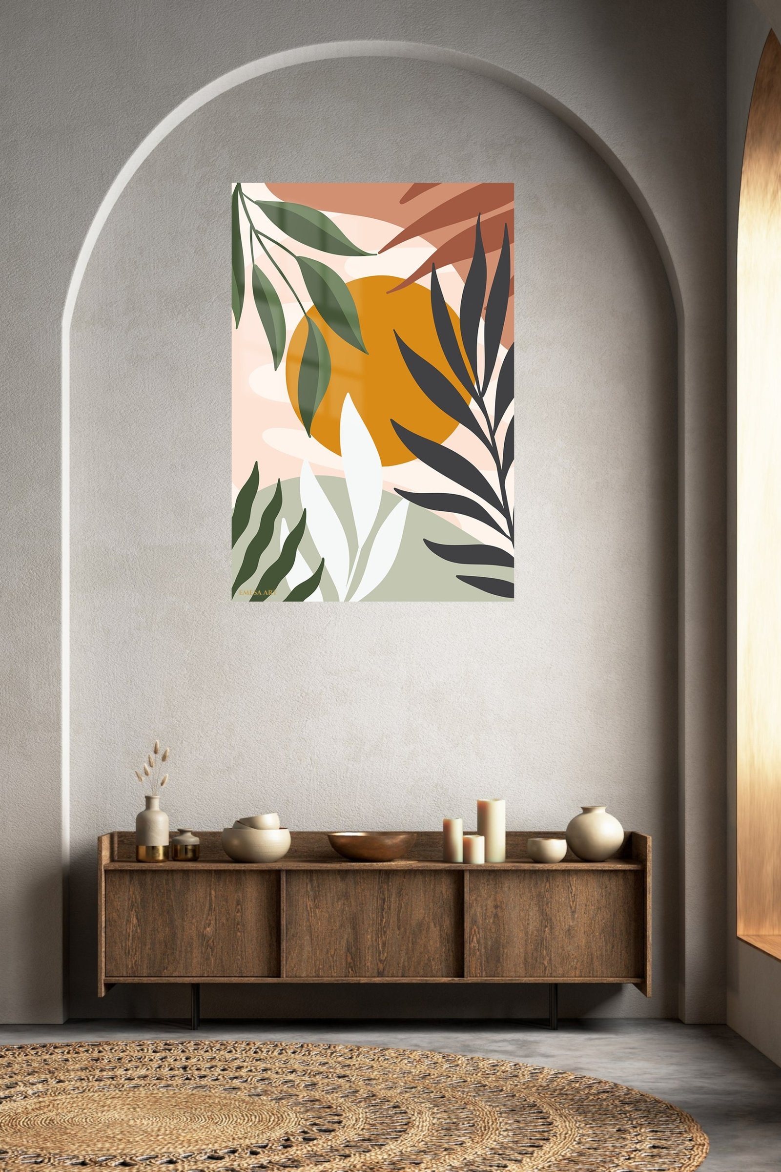 Ochre Sun Tropical Leaves metal wall art print, view 5