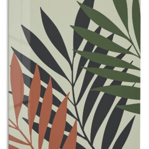 Earthy Tropical Leaf Silhouettes metal wall art print
