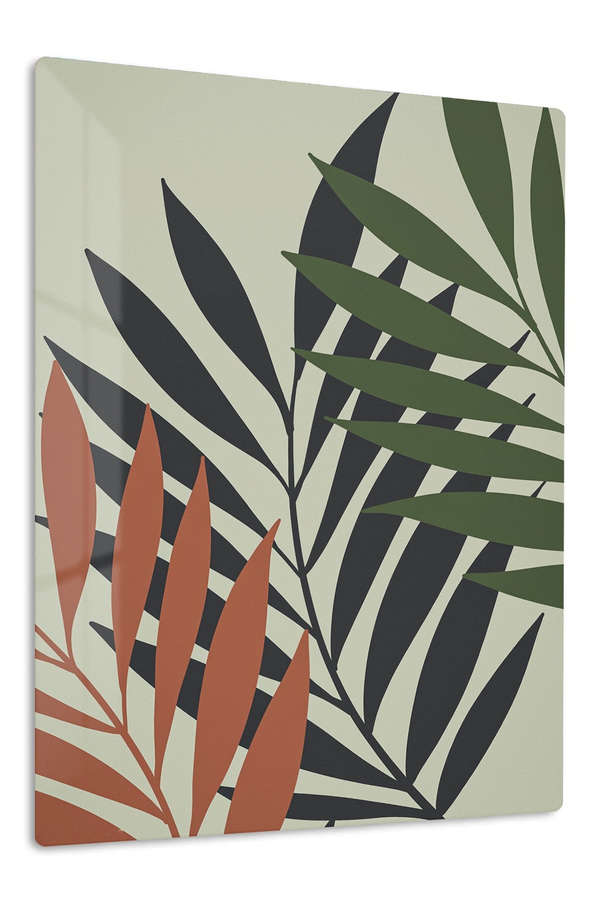 Earthy Tropical Leaf Silhouettes metal wall art print