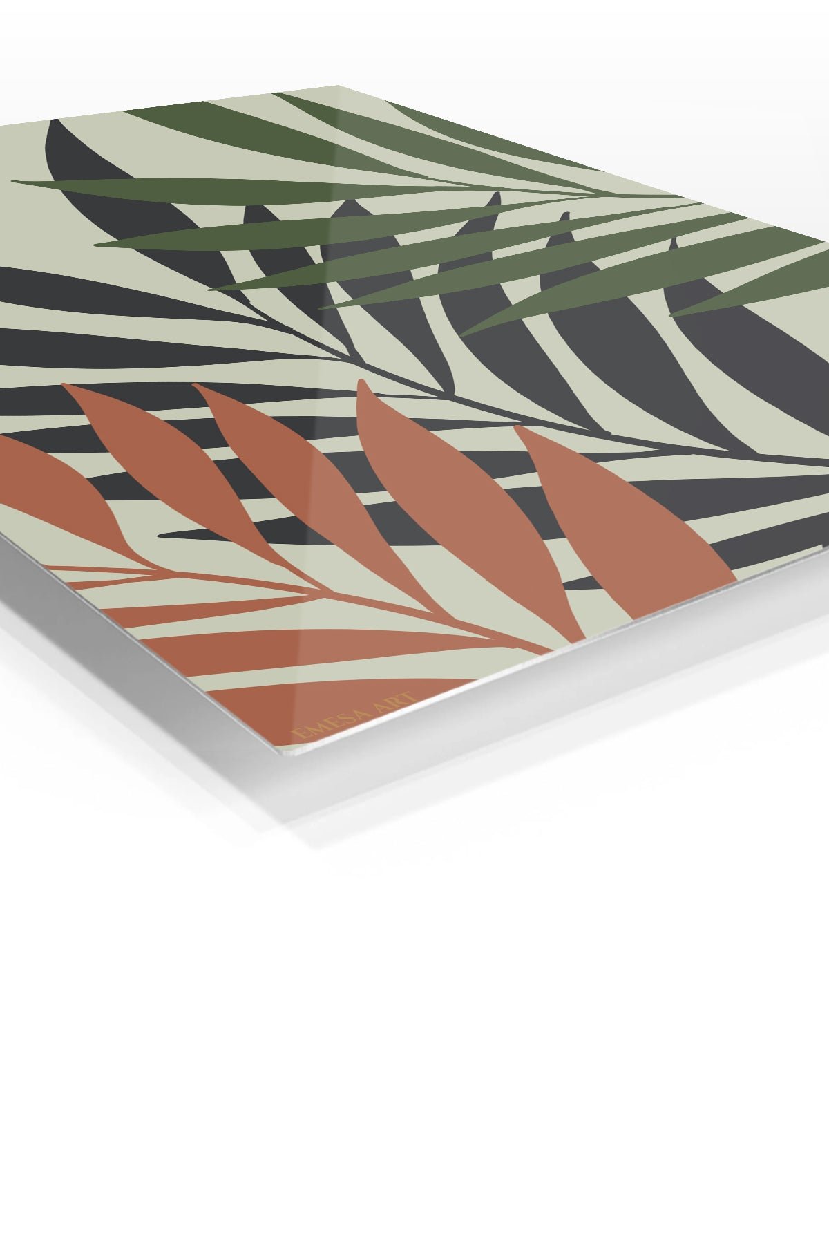 Earthy Tropical Leaf Silhouettes metal wall art print, view 2