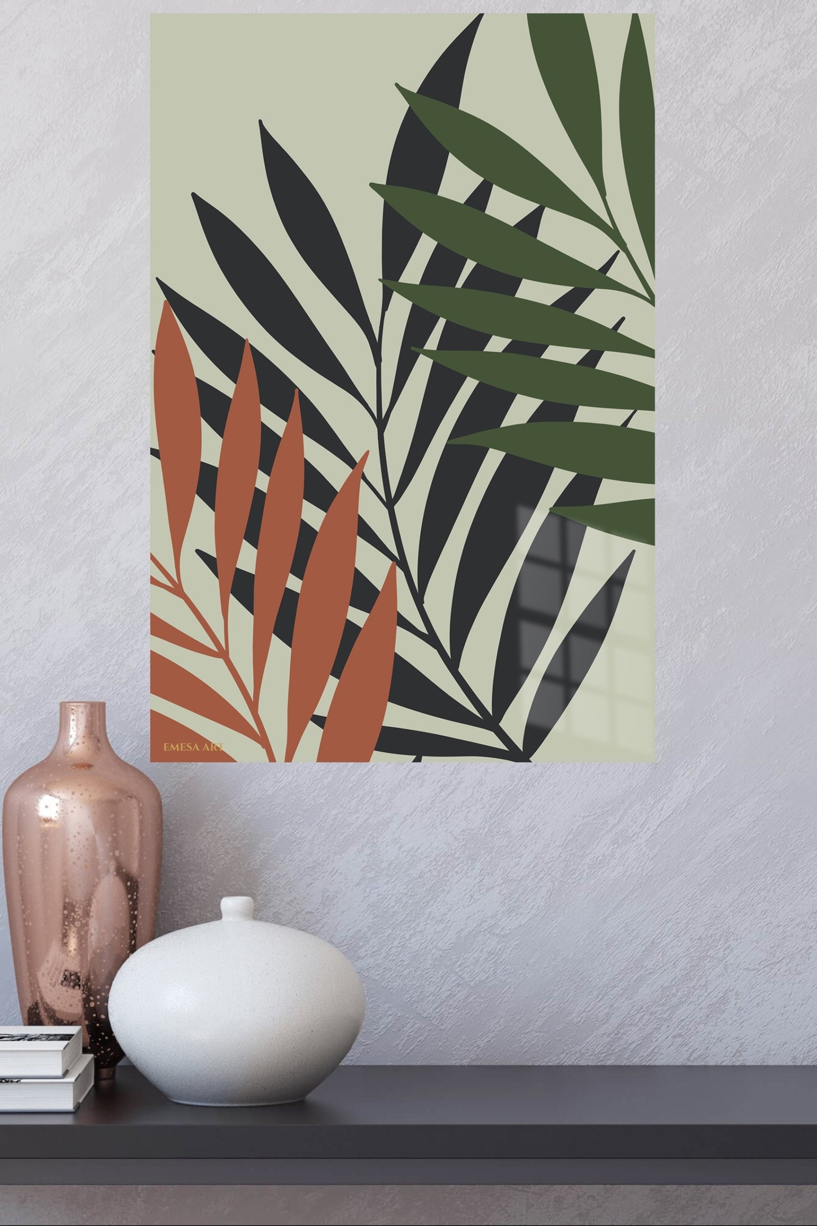 Earthy Tropical Leaf Silhouettes metal wall art print, view 4