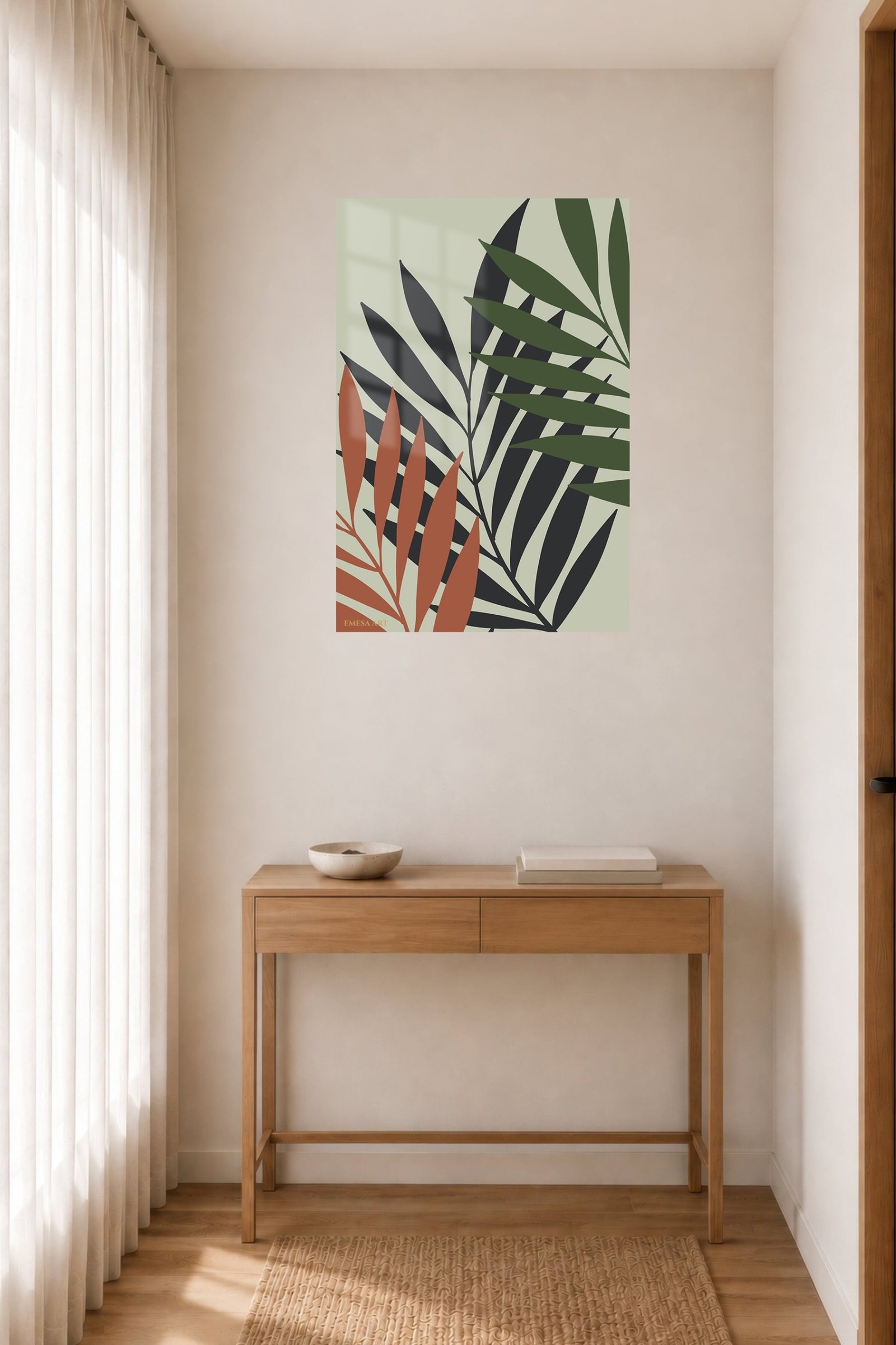 Earthy Tropical Leaf Silhouettes metal wall art print, view 5