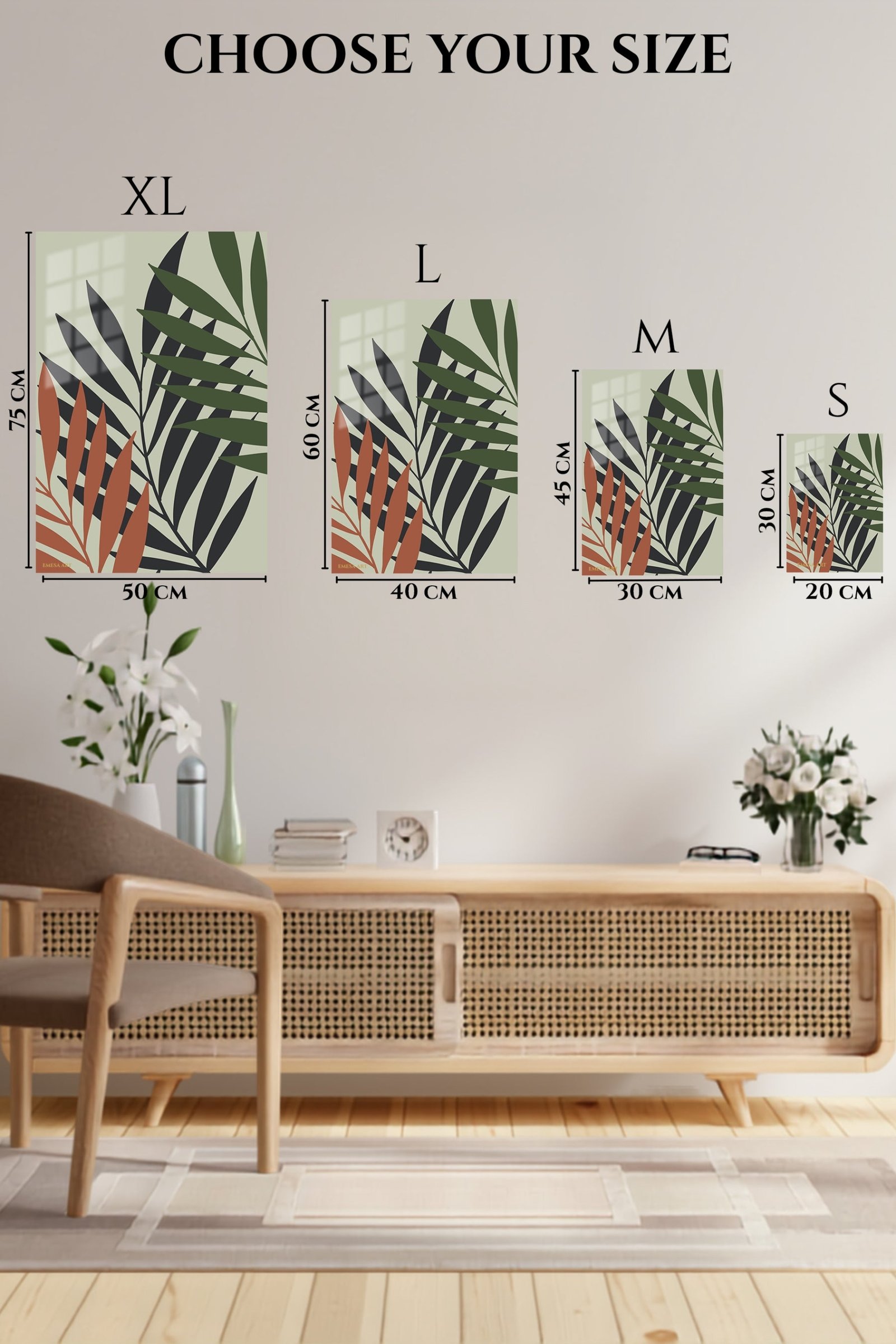 Earthy Tropical Leaf Silhouettes metal wall art print, view 6