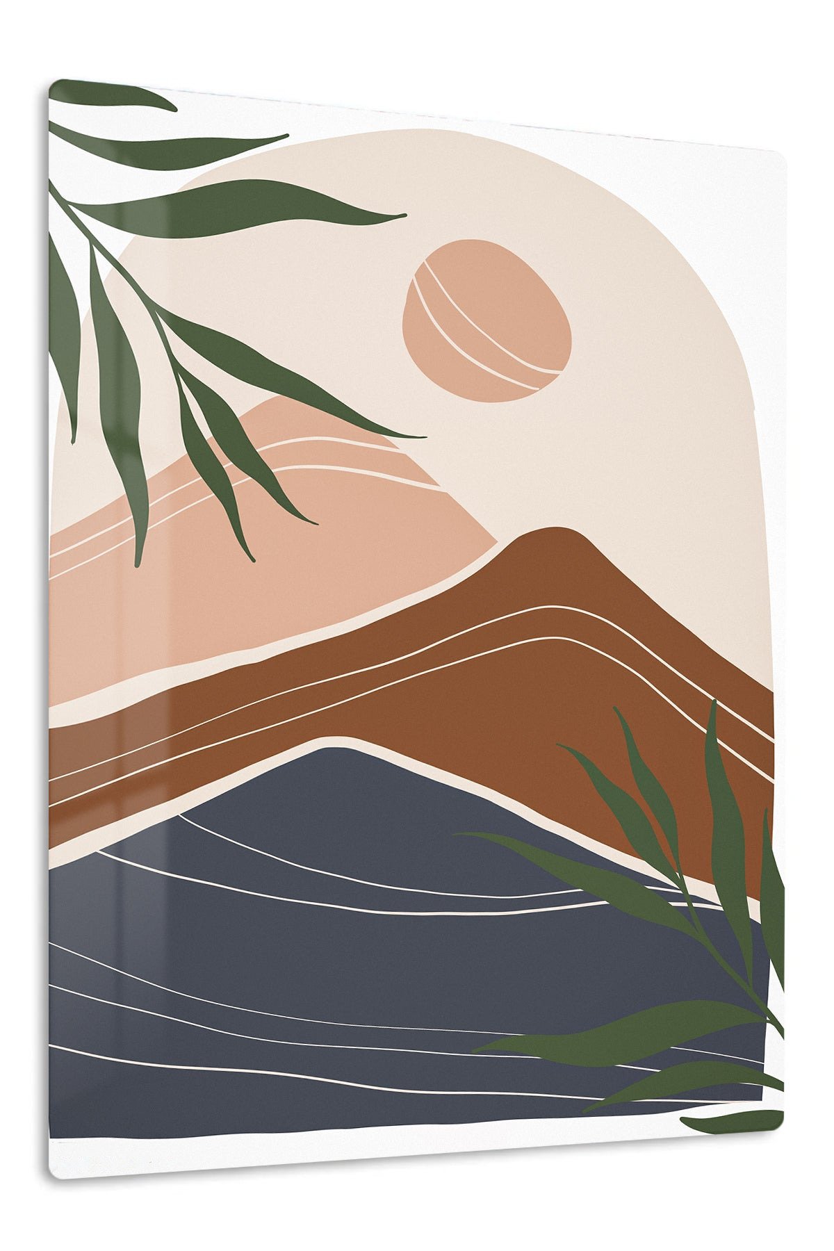 Earthy Mountain Sunscape metal wall art print