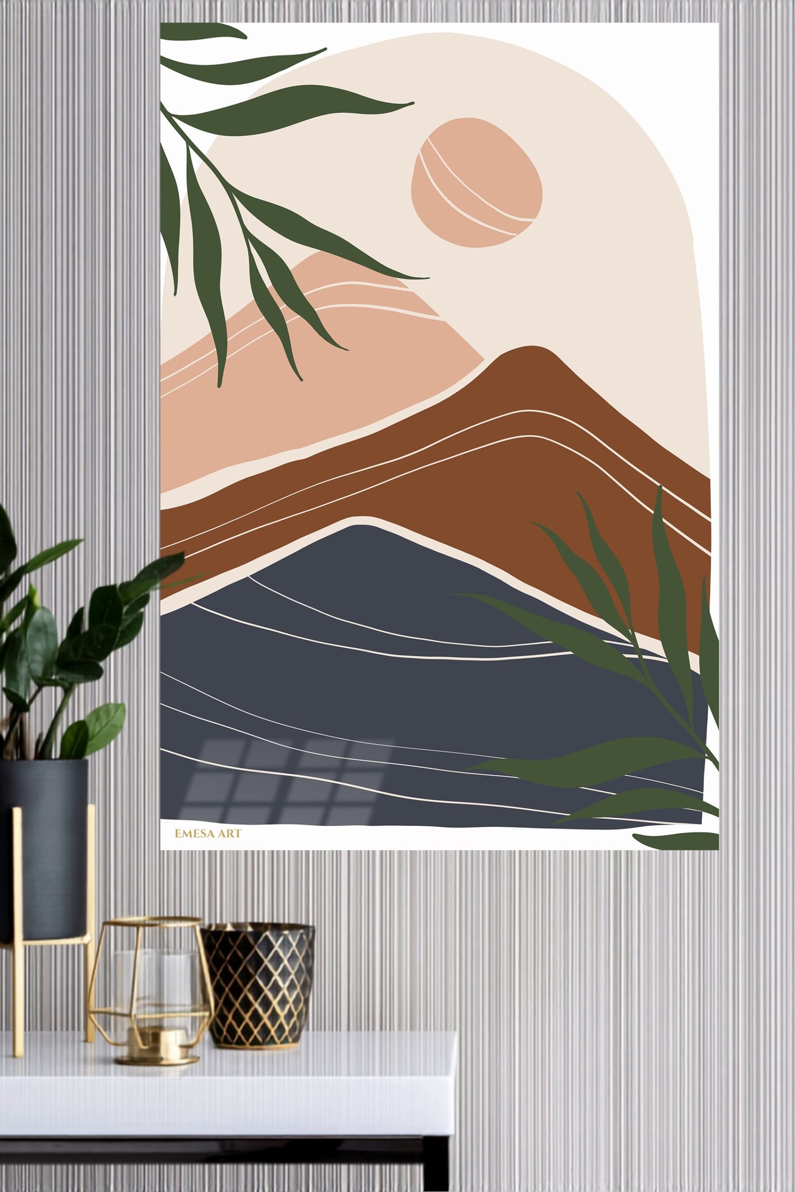 Earthy Mountain Sunscape metal wall art print, view 4