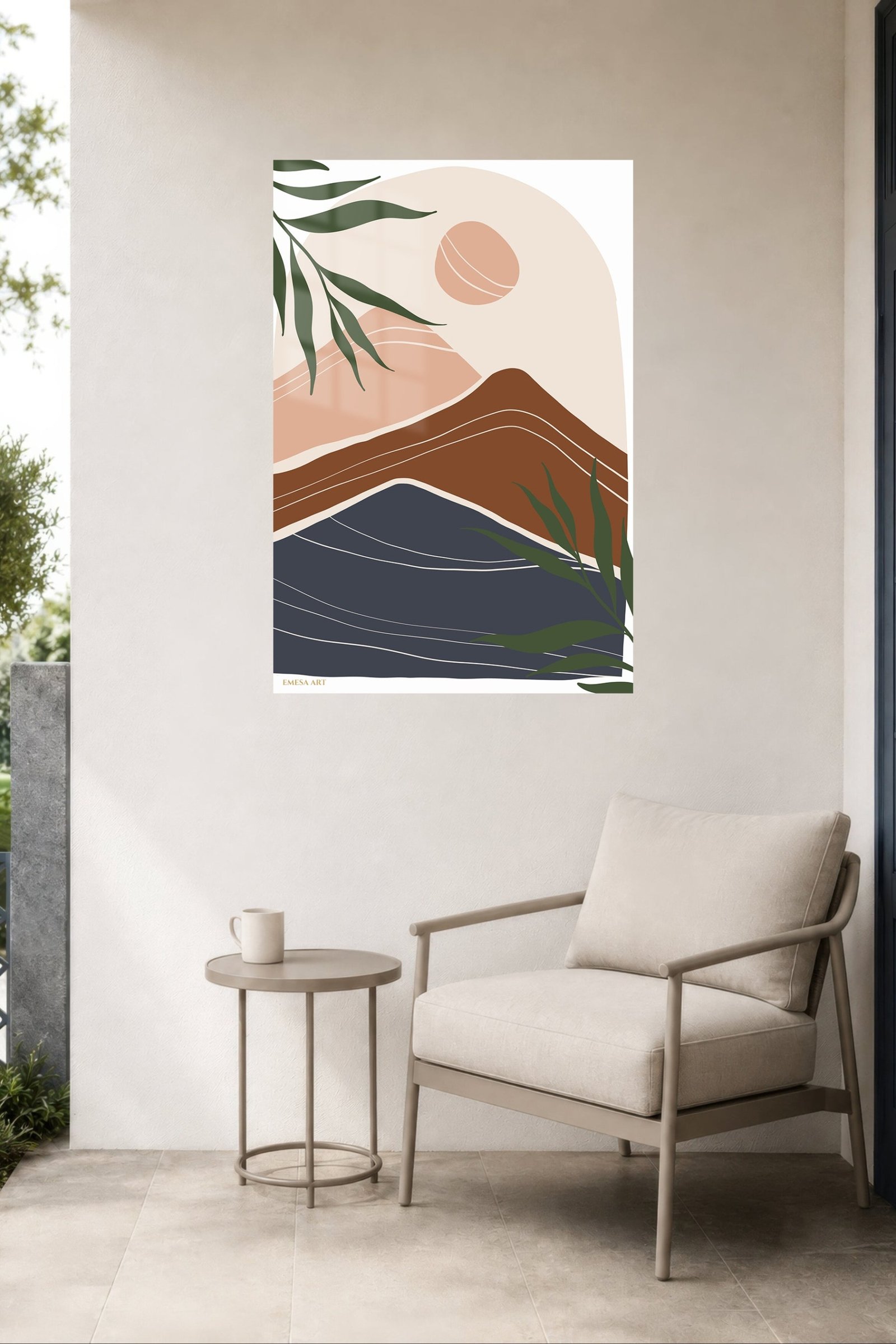 Earthy Mountain Sunscape metal wall art print, view 5