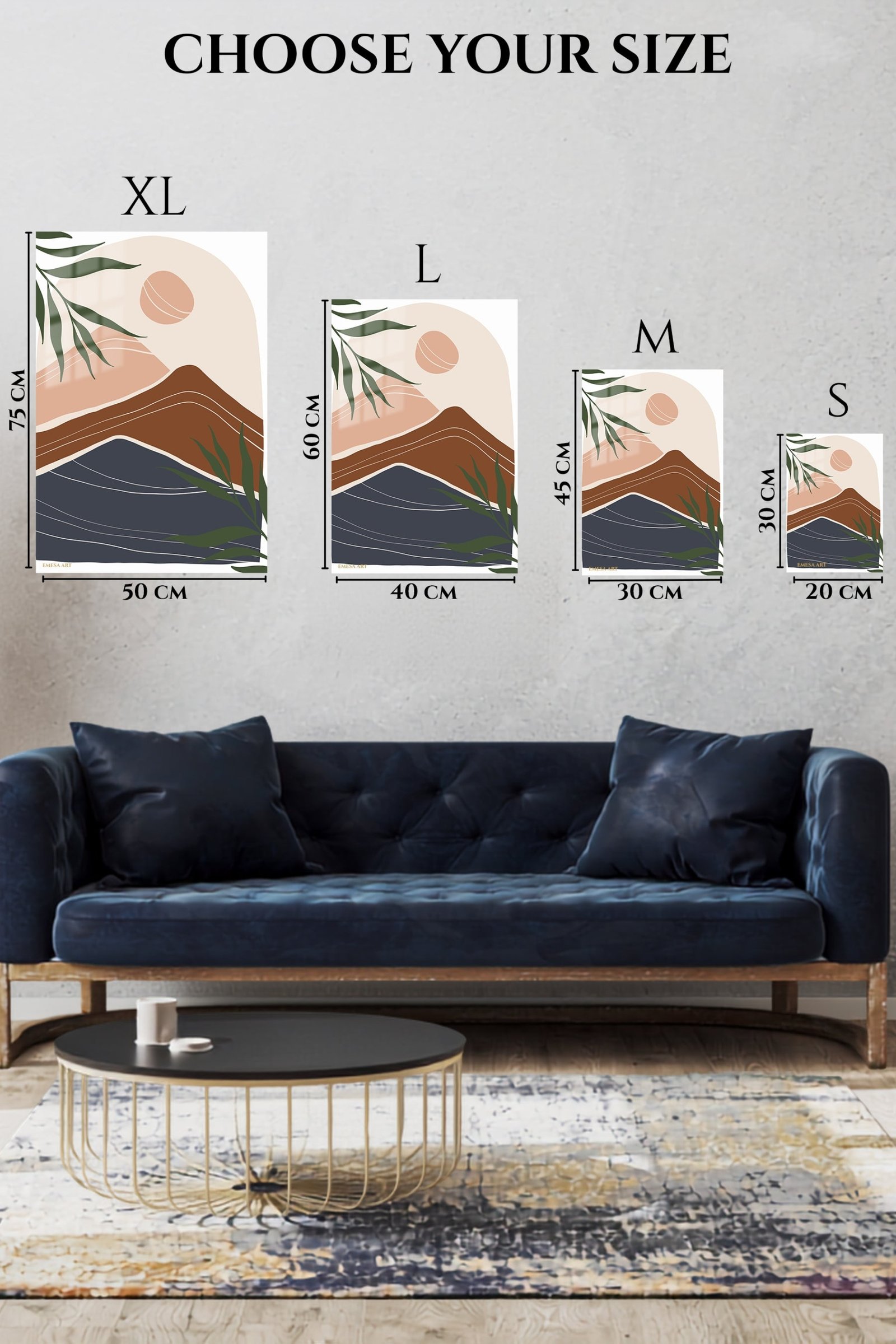Earthy Mountain Sunscape metal wall art print, view 6