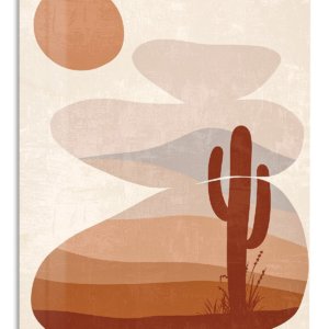 Terracotta Desert Cactus metal wall art print