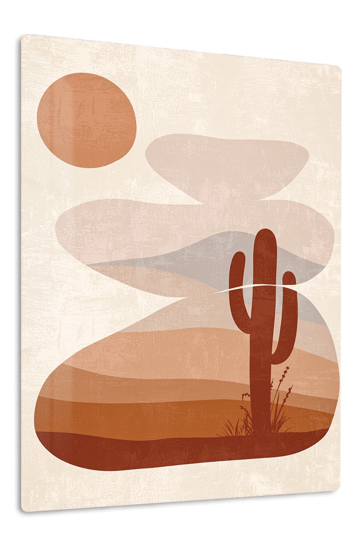 Terracotta Desert Cactus metal wall art print