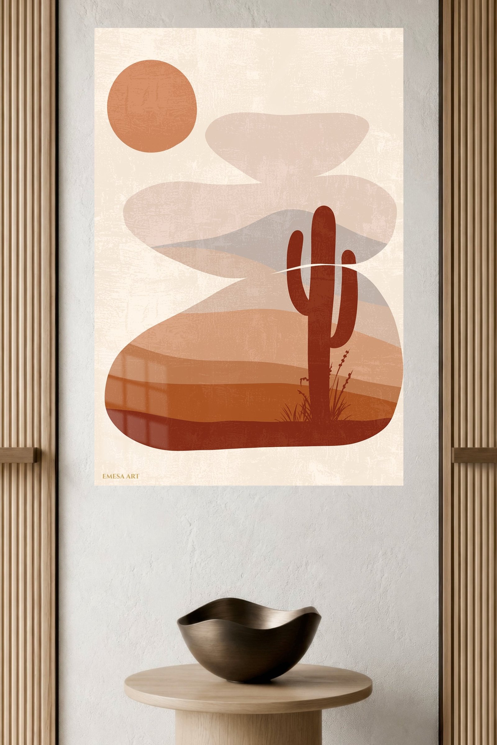 Terracotta Desert Cactus metal wall art print, view 4