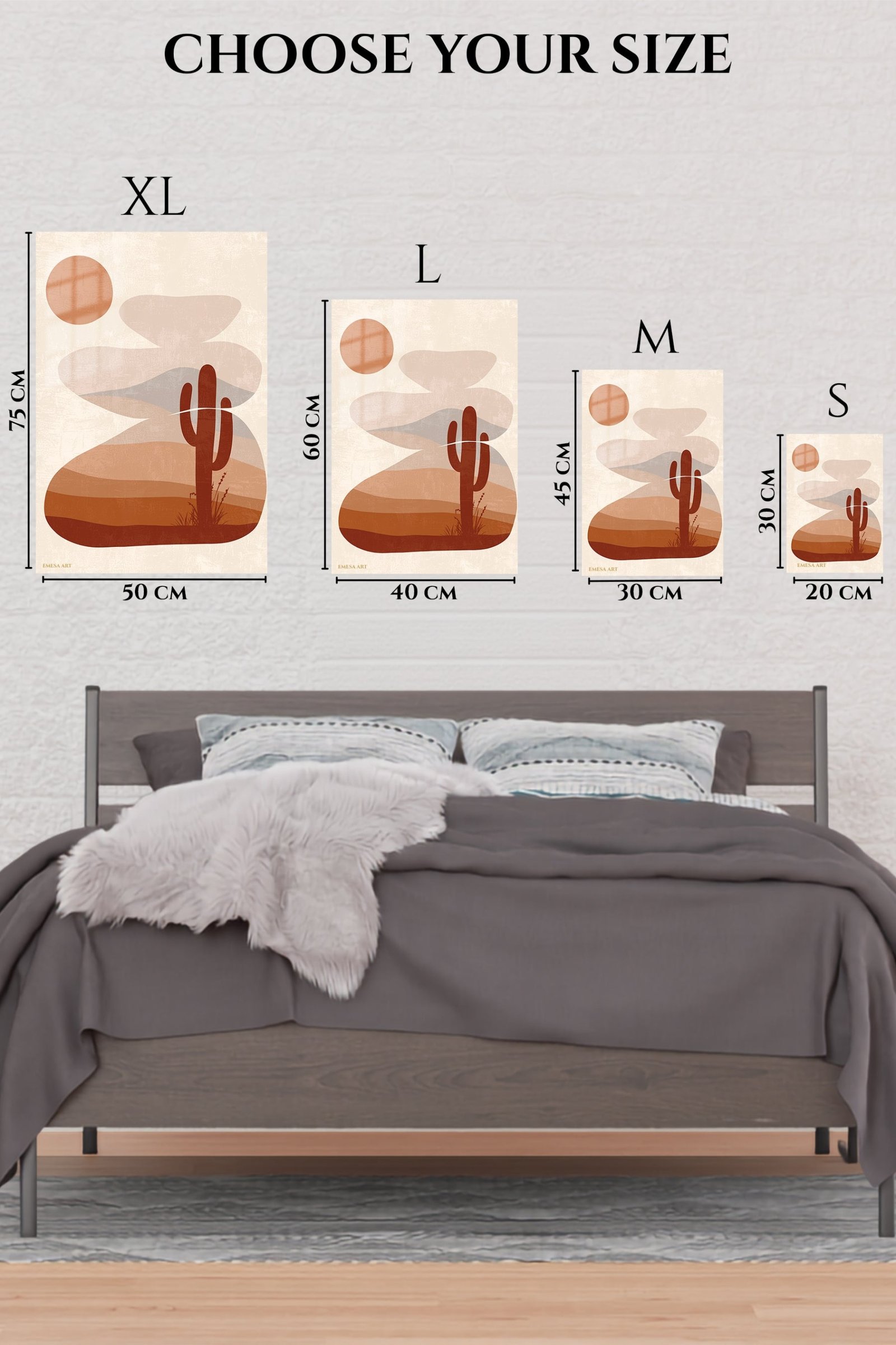 Terracotta Desert Cactus metal wall art print, view 6