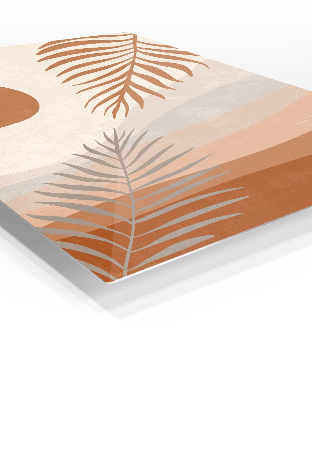 Terracotta Sun and Palm Fronds metal wall art print, view 2
