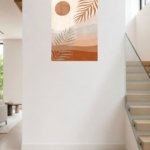 Terracotta Sun and Palm Fronds metal wall art print, view 5