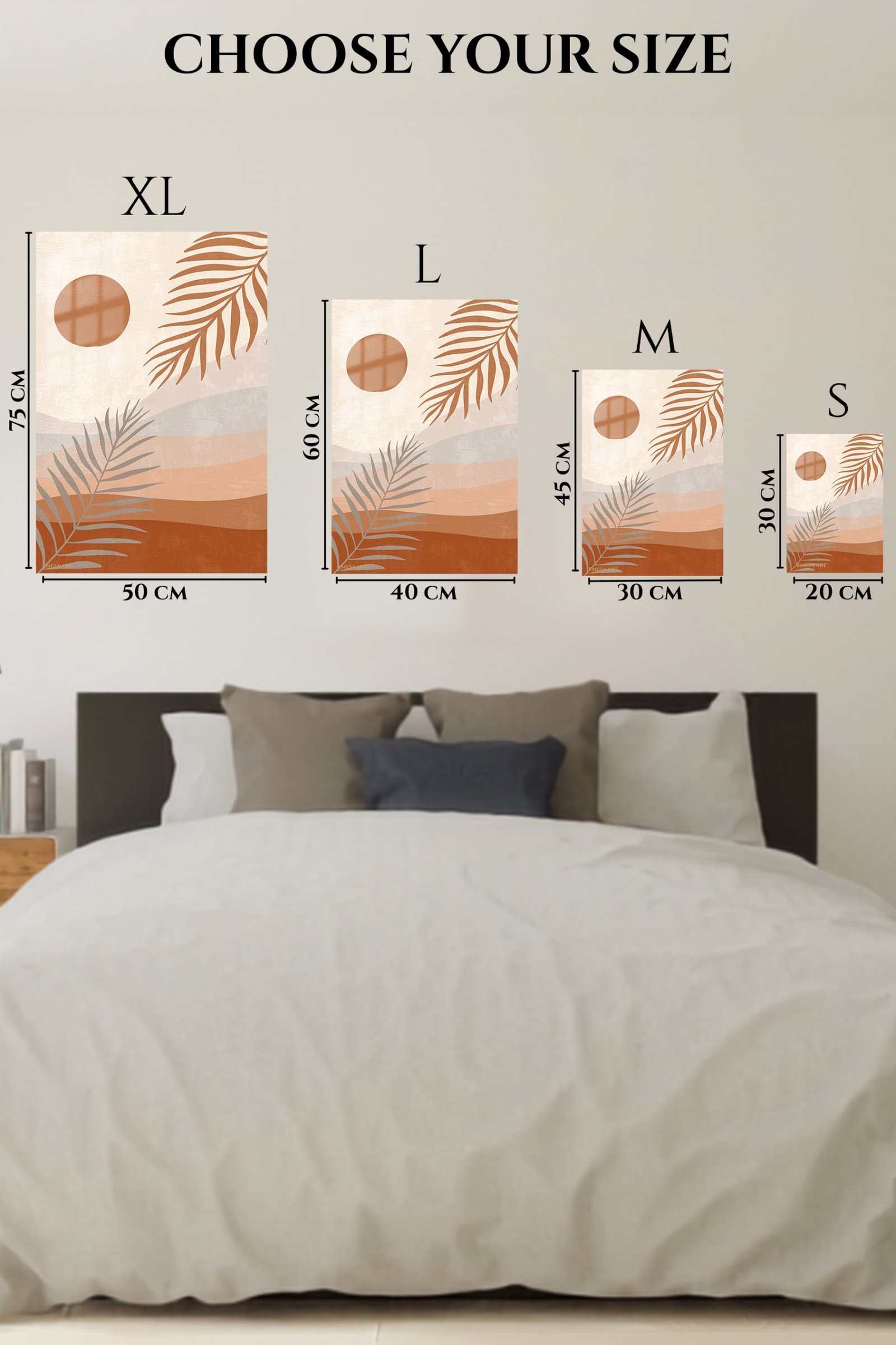 Terracotta Sun and Palm Fronds metal wall art print, view 6
