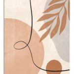 Terracotta Leaf Line Abstract metal wall art print