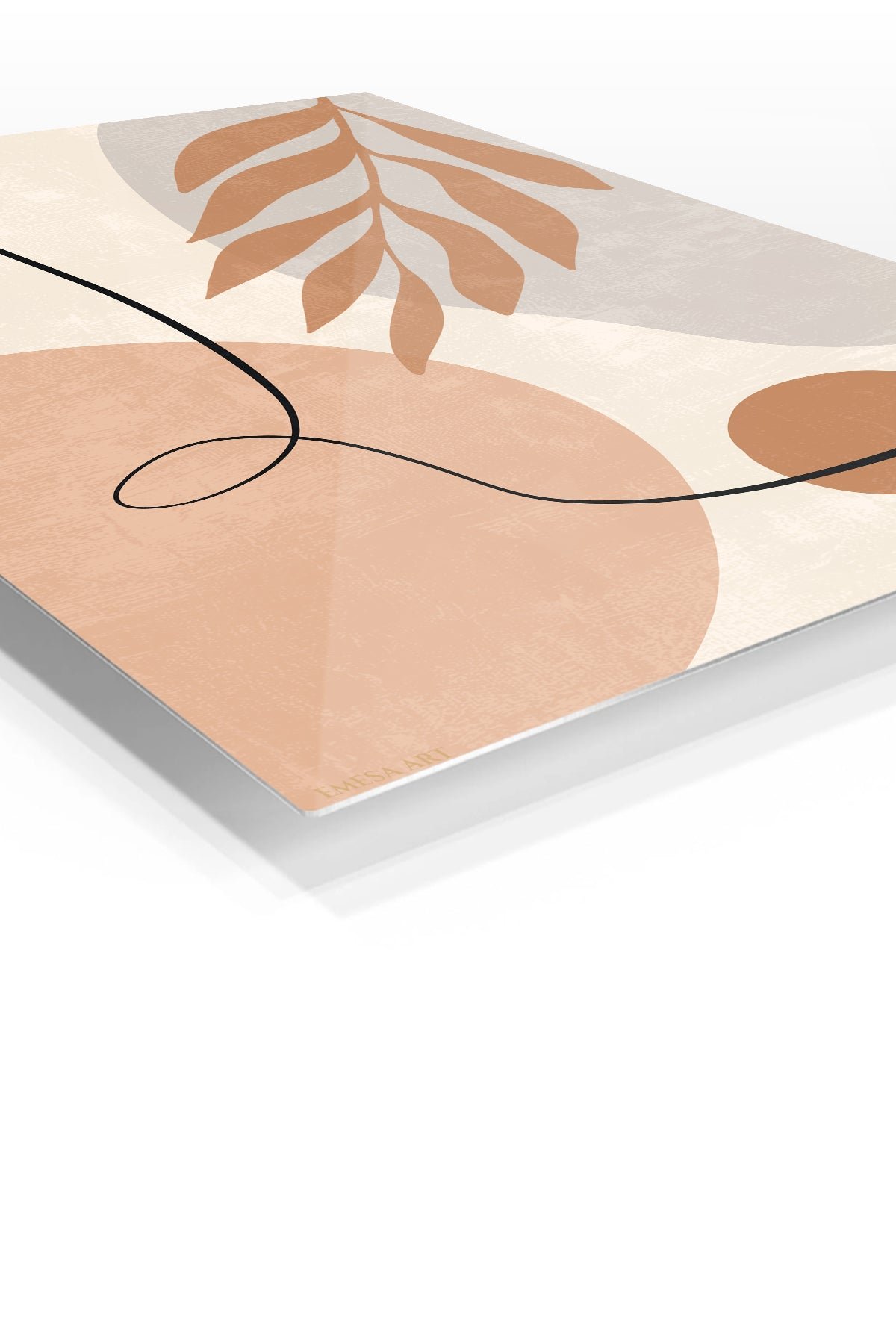 Terracotta Leaf Line Abstract metal wall art print, view 2