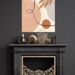 Terracotta Leaf Line Abstract metal wall art print, view 4